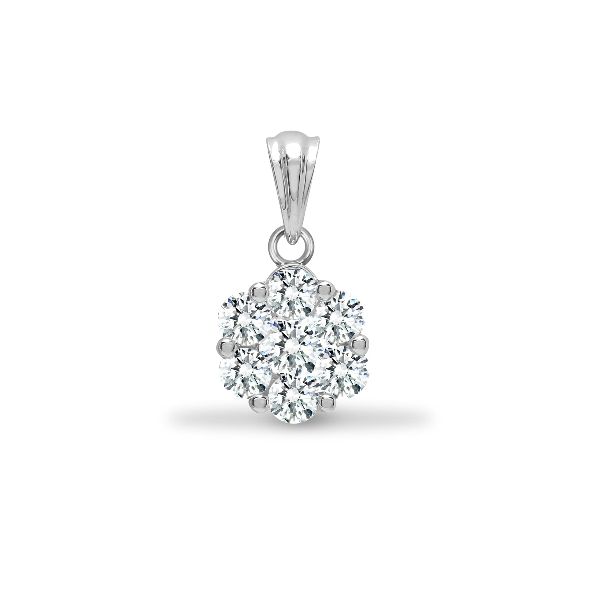 18ct White 0.75ct Diamond 7 Stone Cluster Pendant