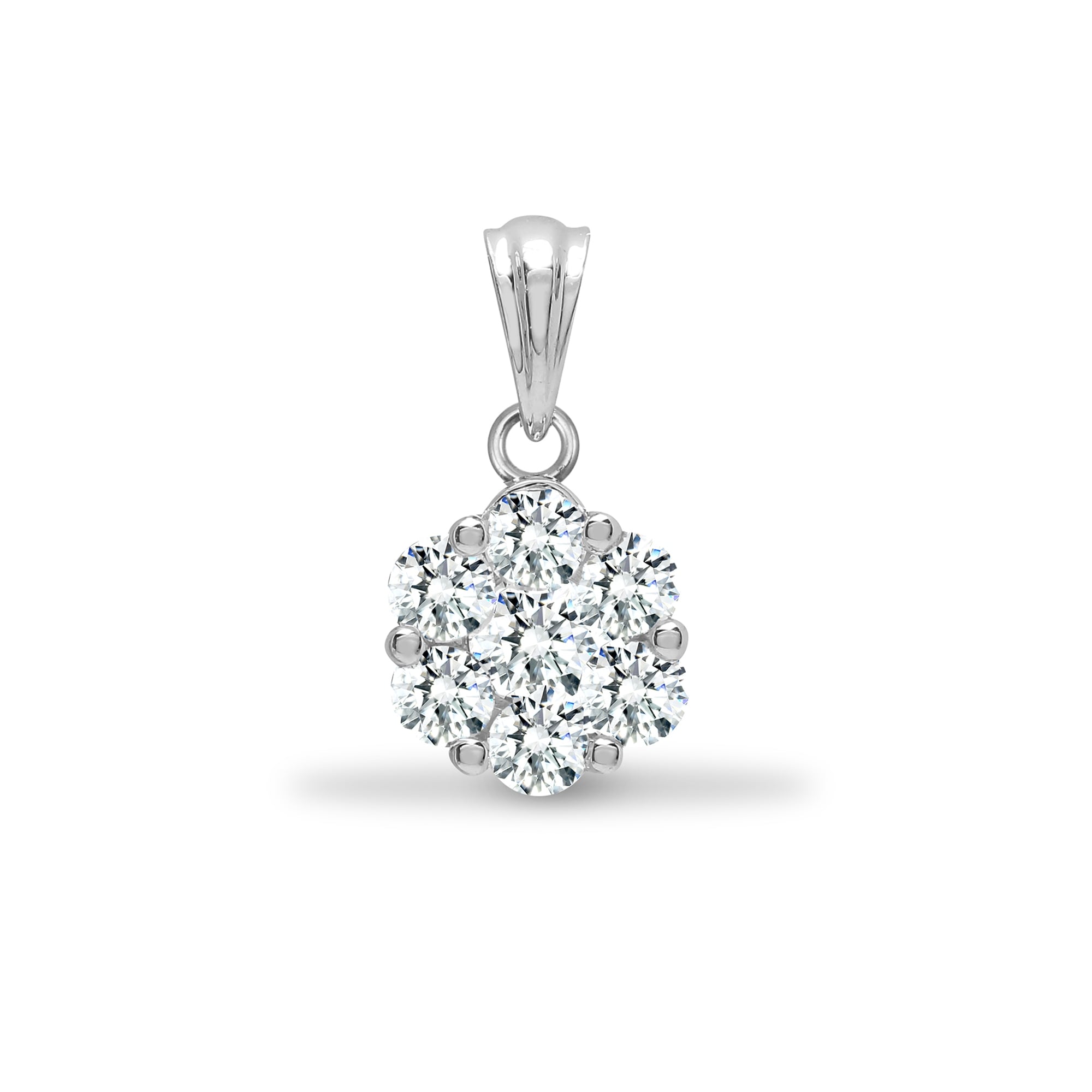 18ct White 1.00ct Diamond 7 Stone Cluster Pendant