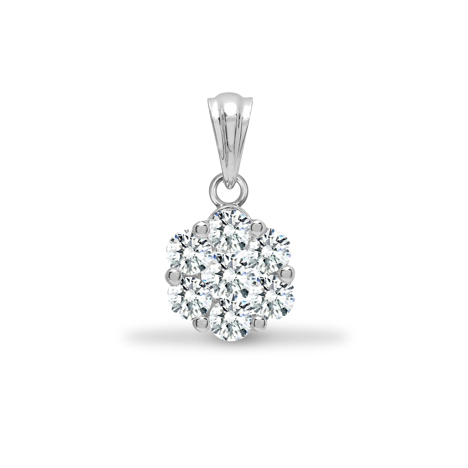 18ct White 1.00ct Diamond 7 Stone Cluster Pendant