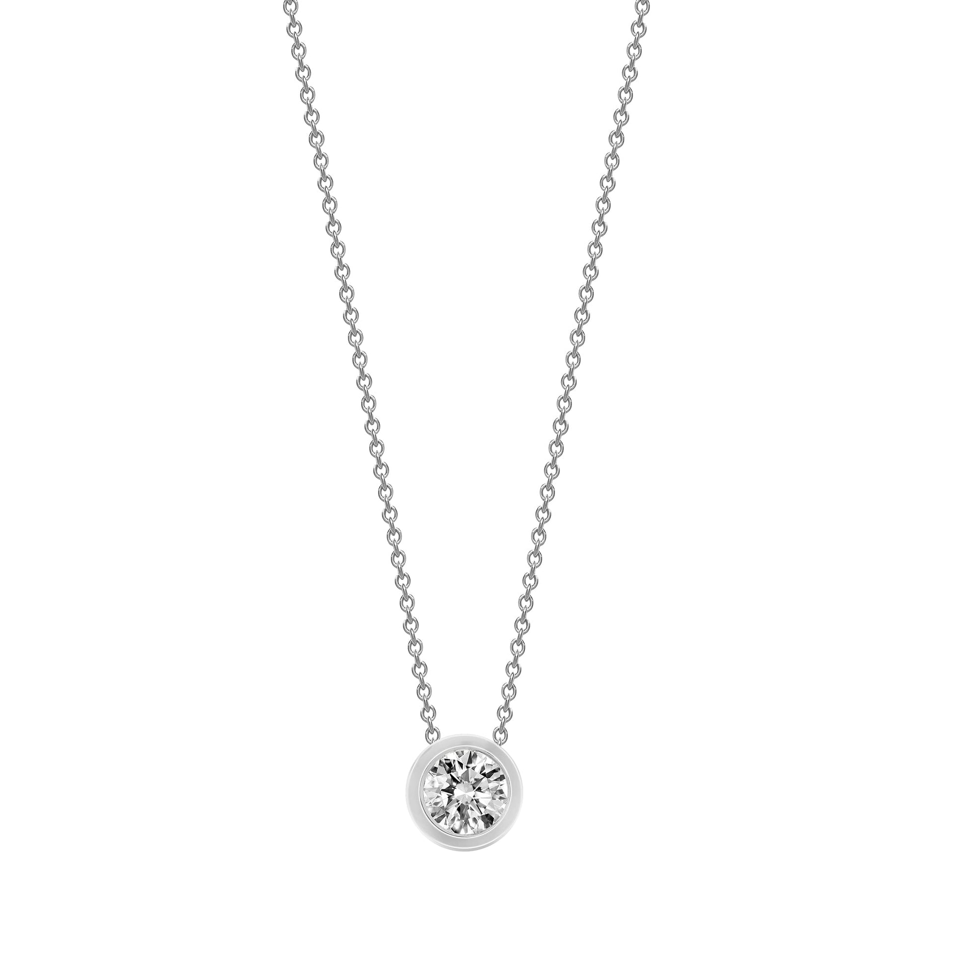 18ct White 0.25ct Rub over set Diamond Pendant(chain not included )