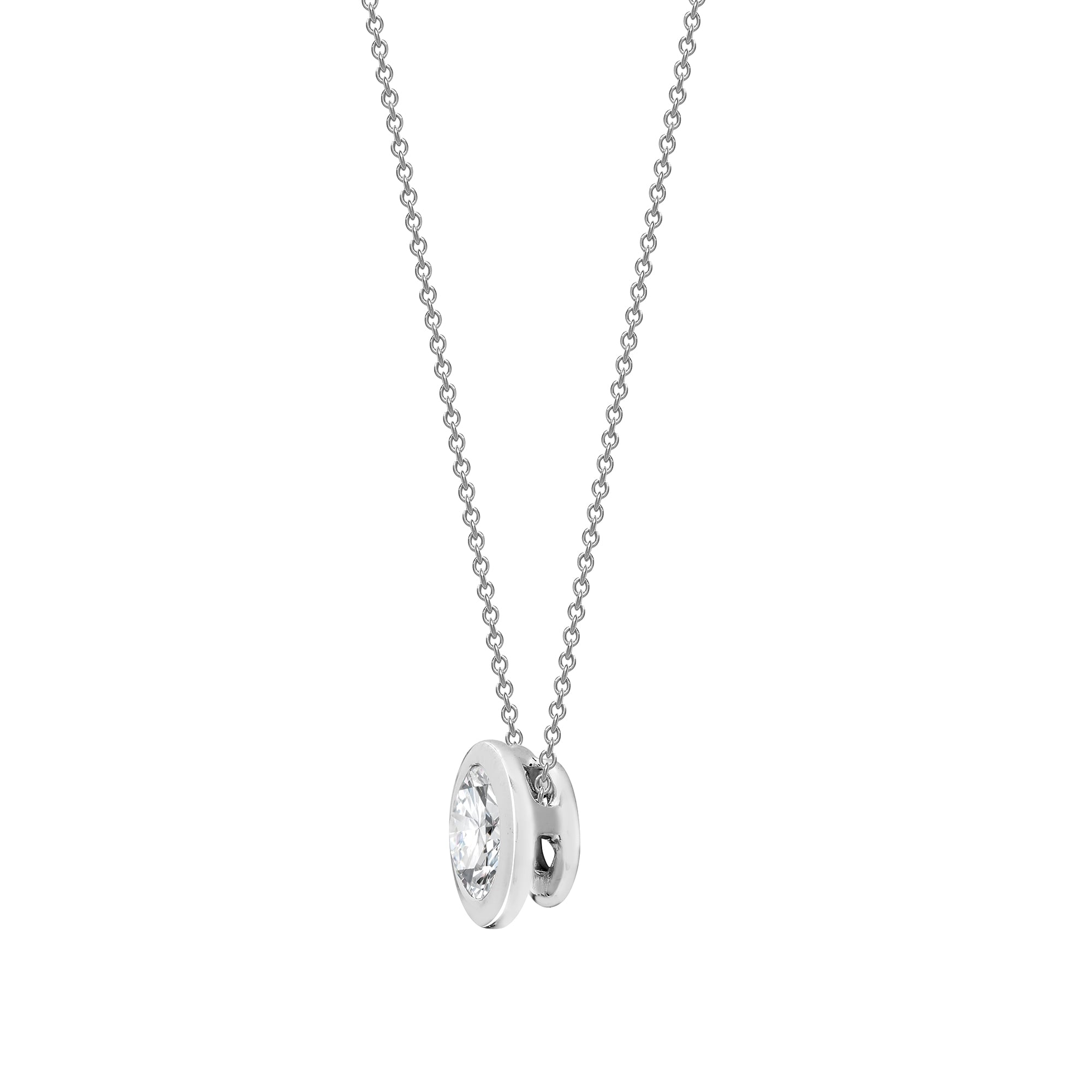 18ct White 0.25ct Rub over set Diamond Pendant(chain not included )