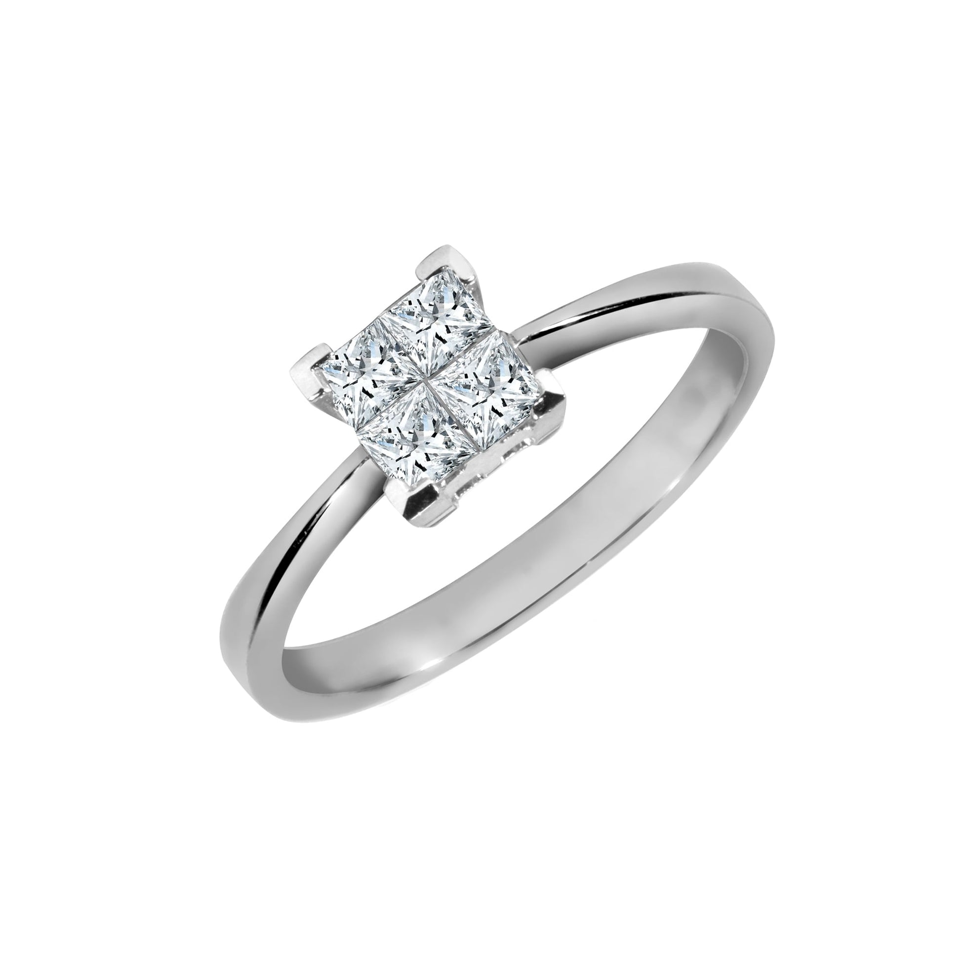 18ct White 1.00ct 4 x Princess Cut Diamond Ring