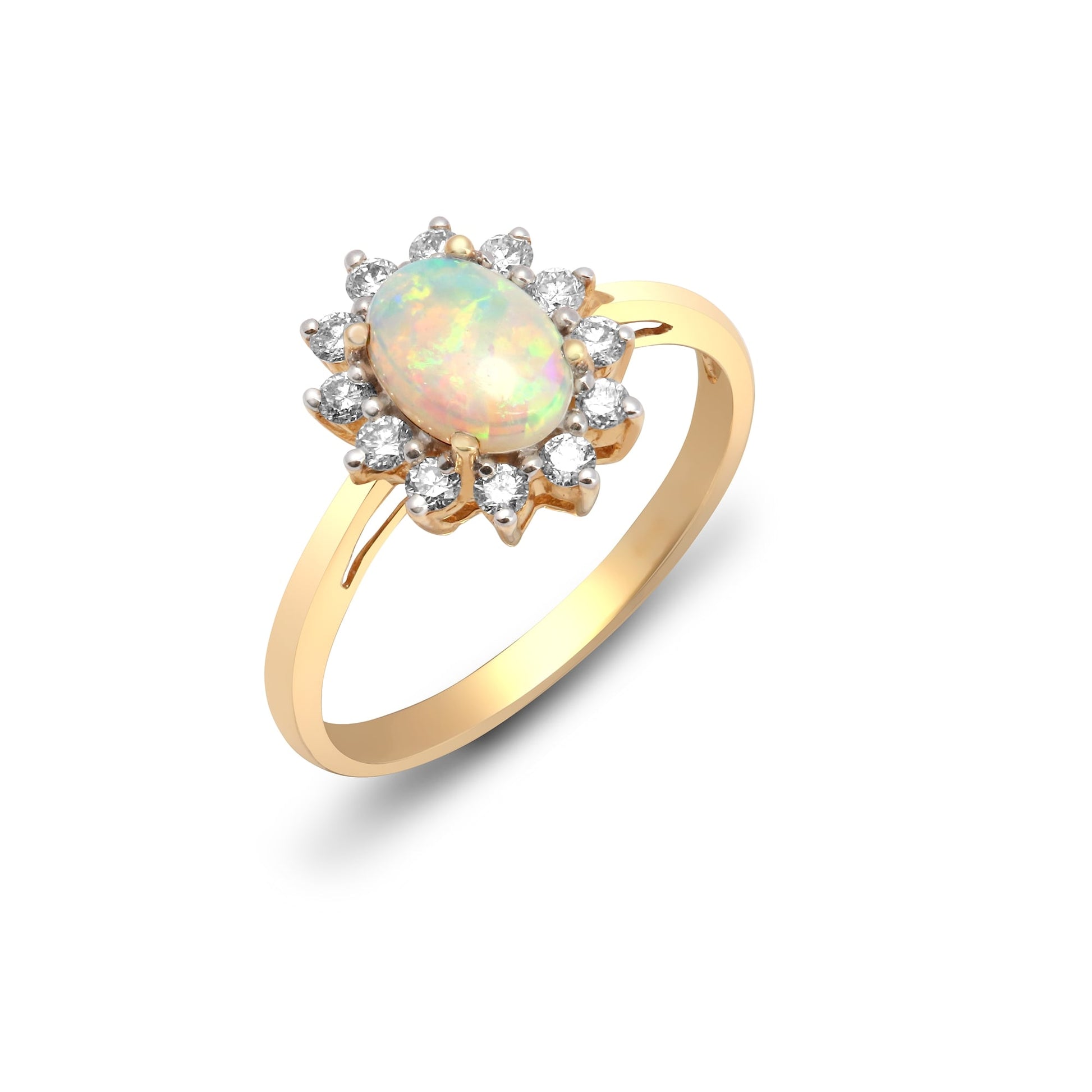18ct Yellow Diamond-20pts & Opal-48pts Ring