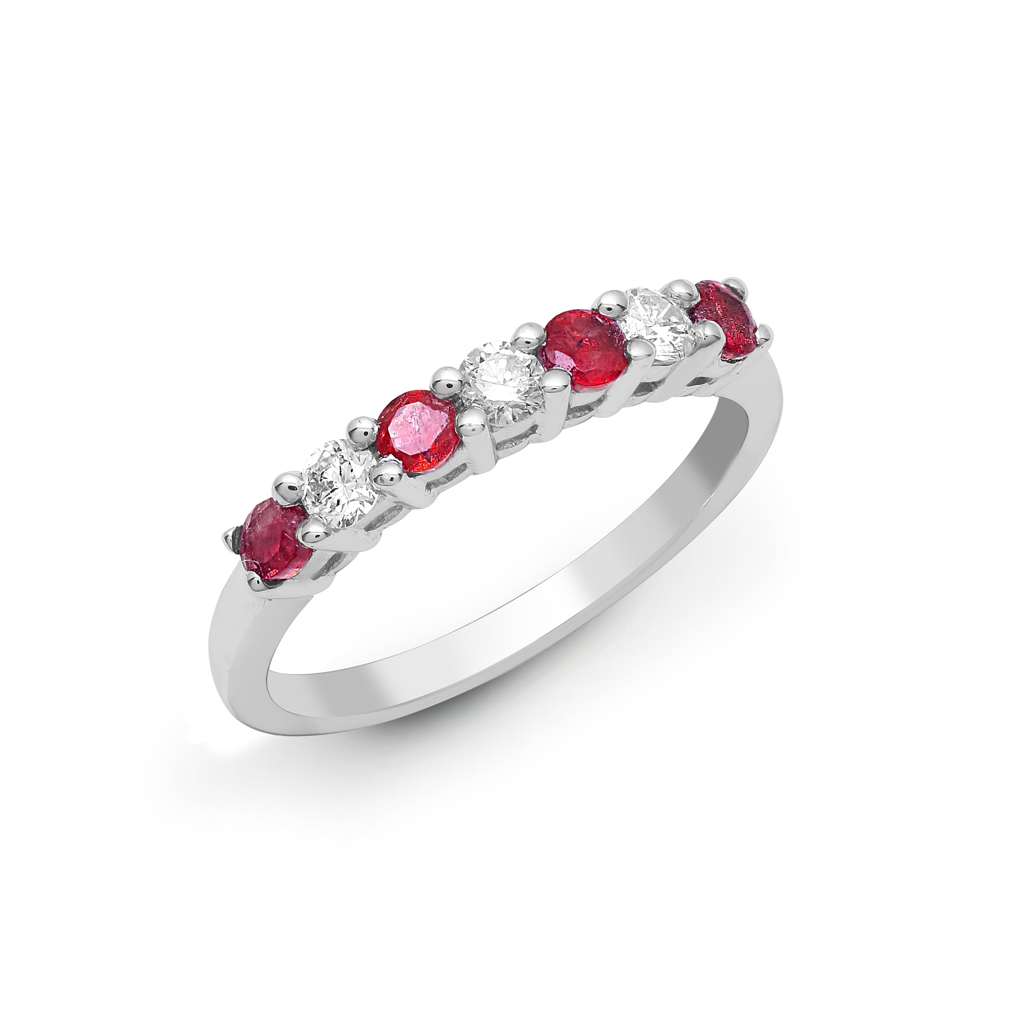 18ct White Diamond-20pts Ruby-40pts Claw Set 1/2 ET