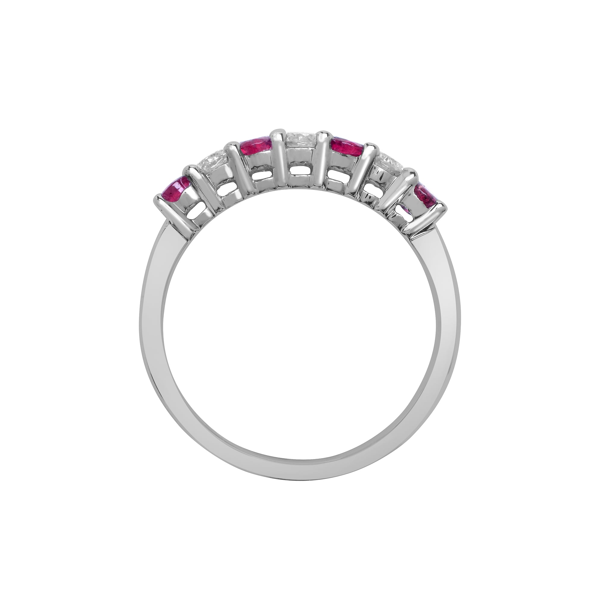 18ct White Diamond-20pts Ruby-40pts Claw Set 1/2 ET