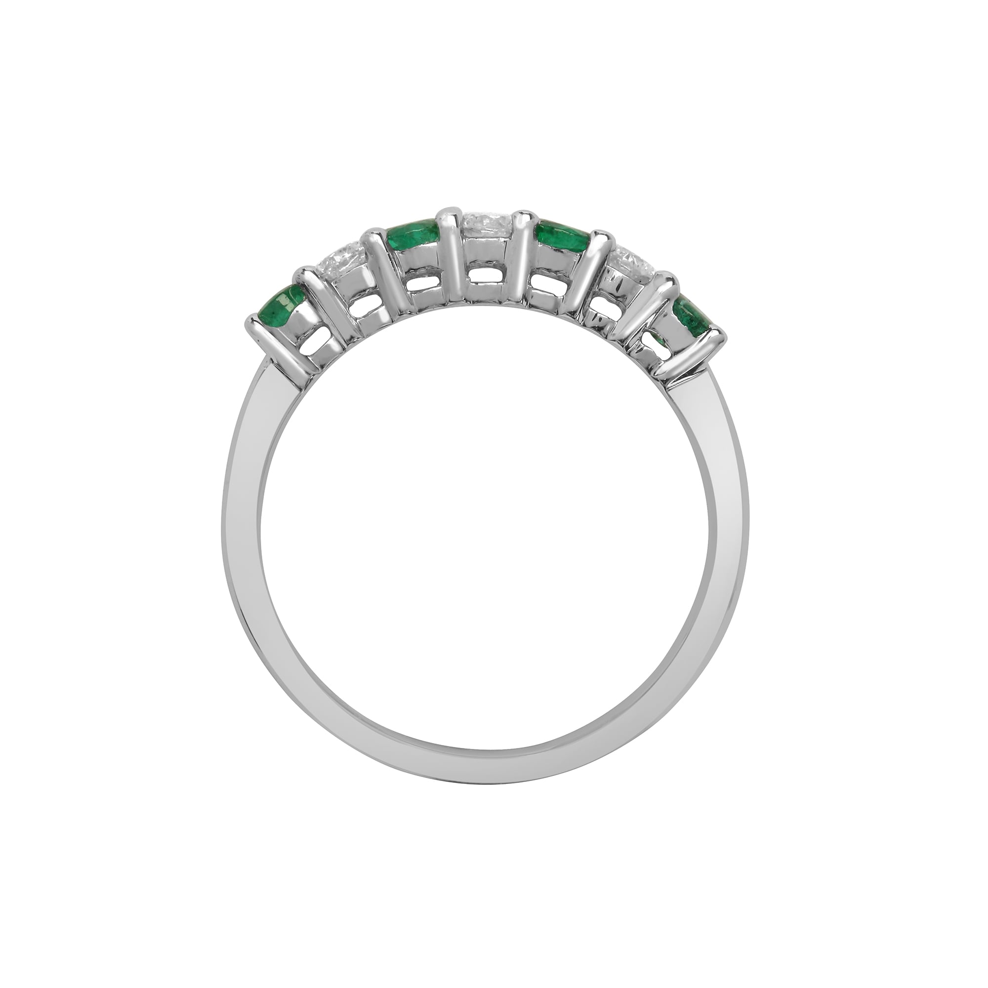 18ct White Diamond-20pts Emerald-28pts Claw Set 1/2 ET