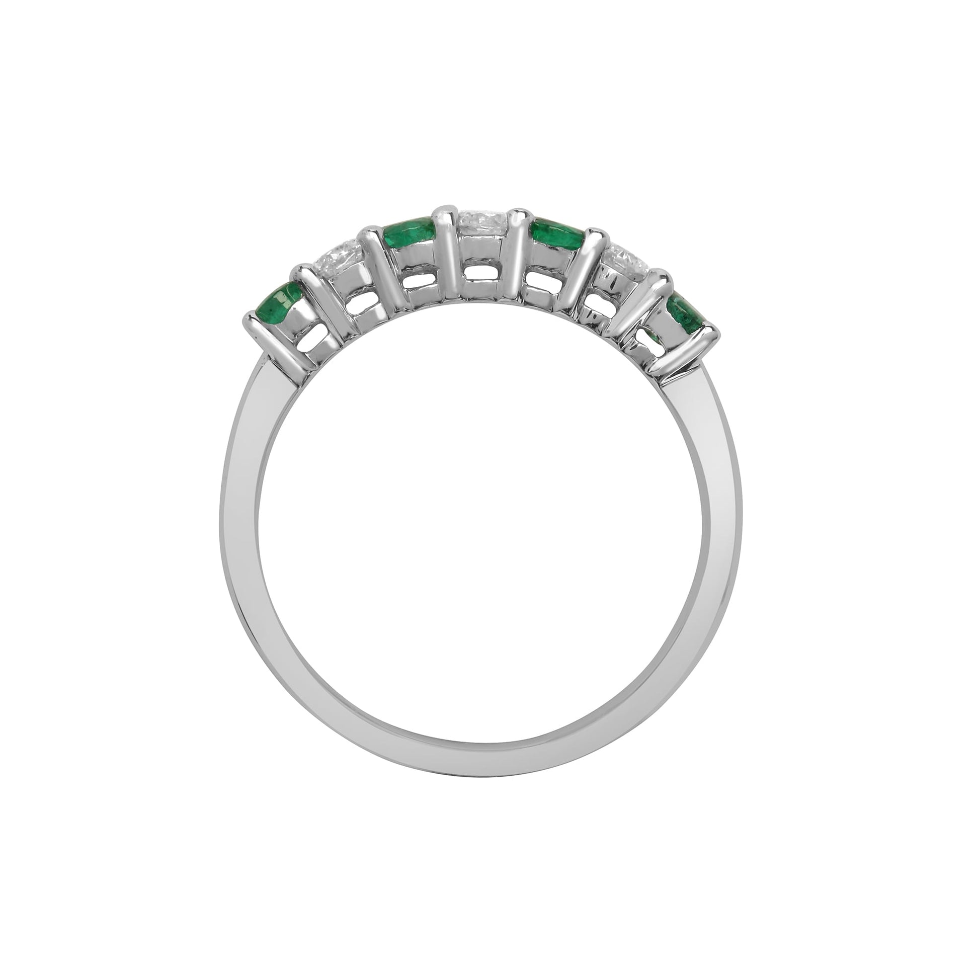 18ct White Diamond-20pts Emerald-28pts Claw Set 1/2 ET
