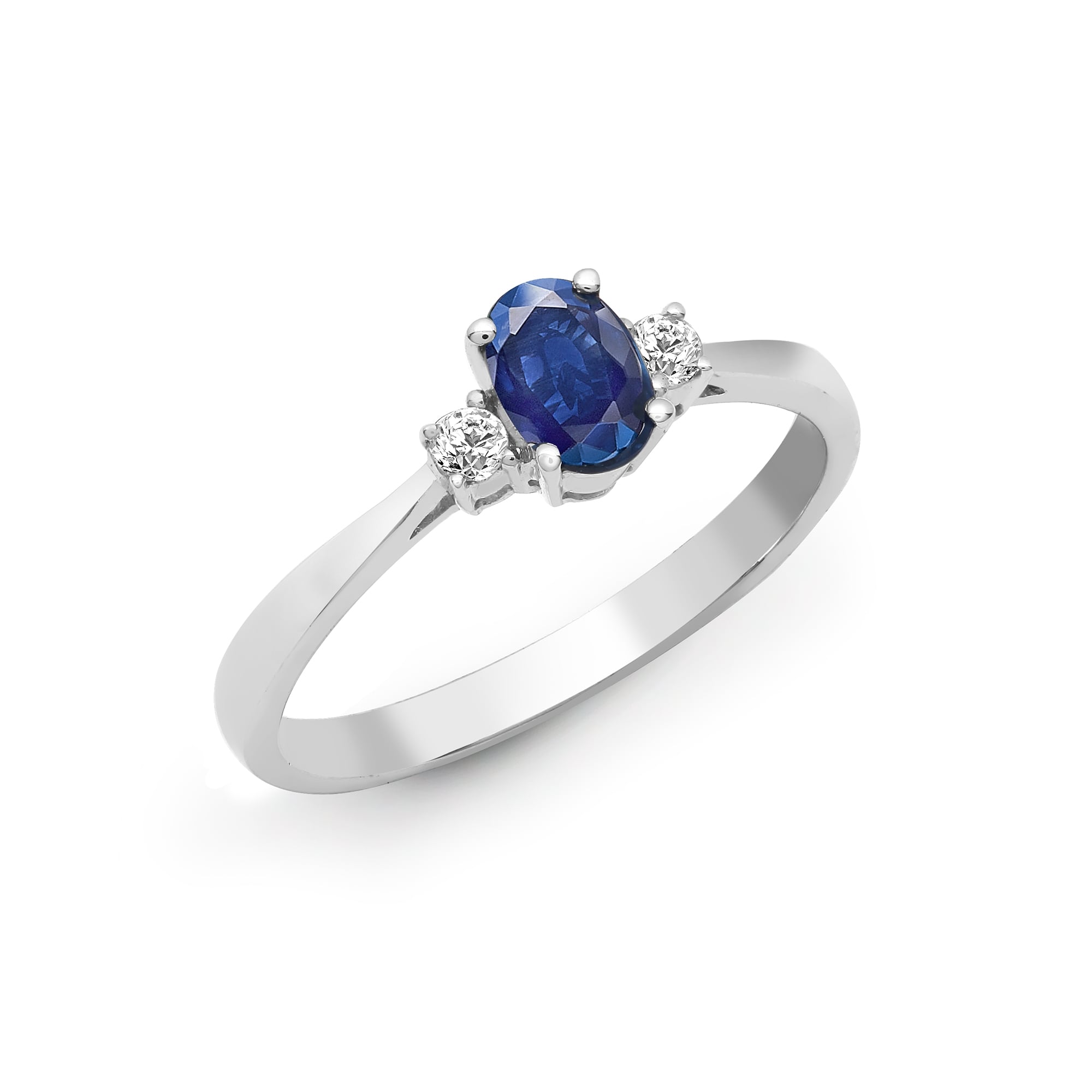 18ct White Gold Diamond-8pt Sapphire-58pt 3 Stone Ring