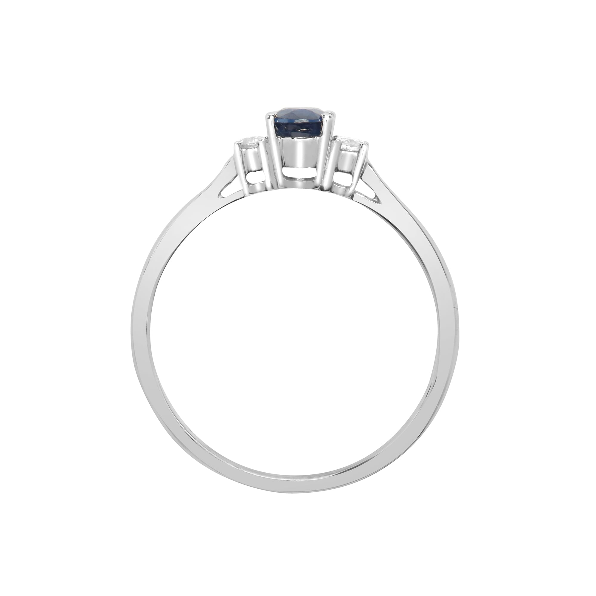 18ct White Gold Diamond-8pt Sapphire-58pt 3 Stone Ring