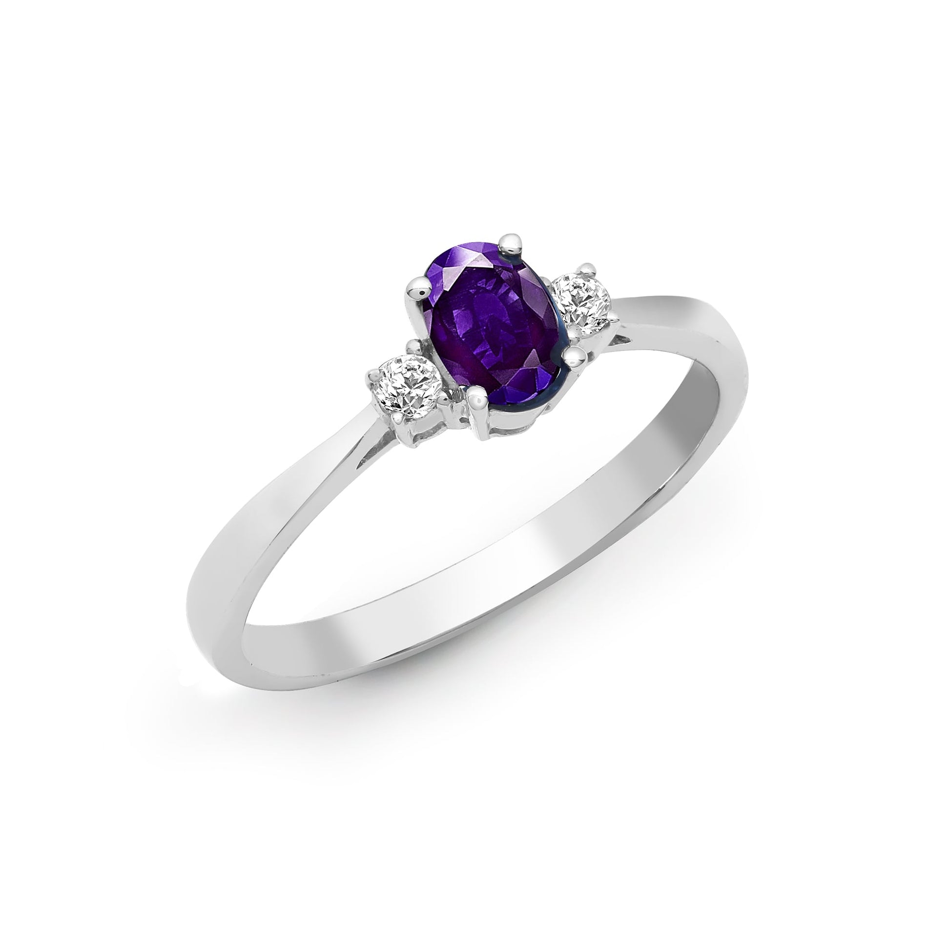 18ct White Gold D-8pt Tanzanite-39pt 3 Stone Ring