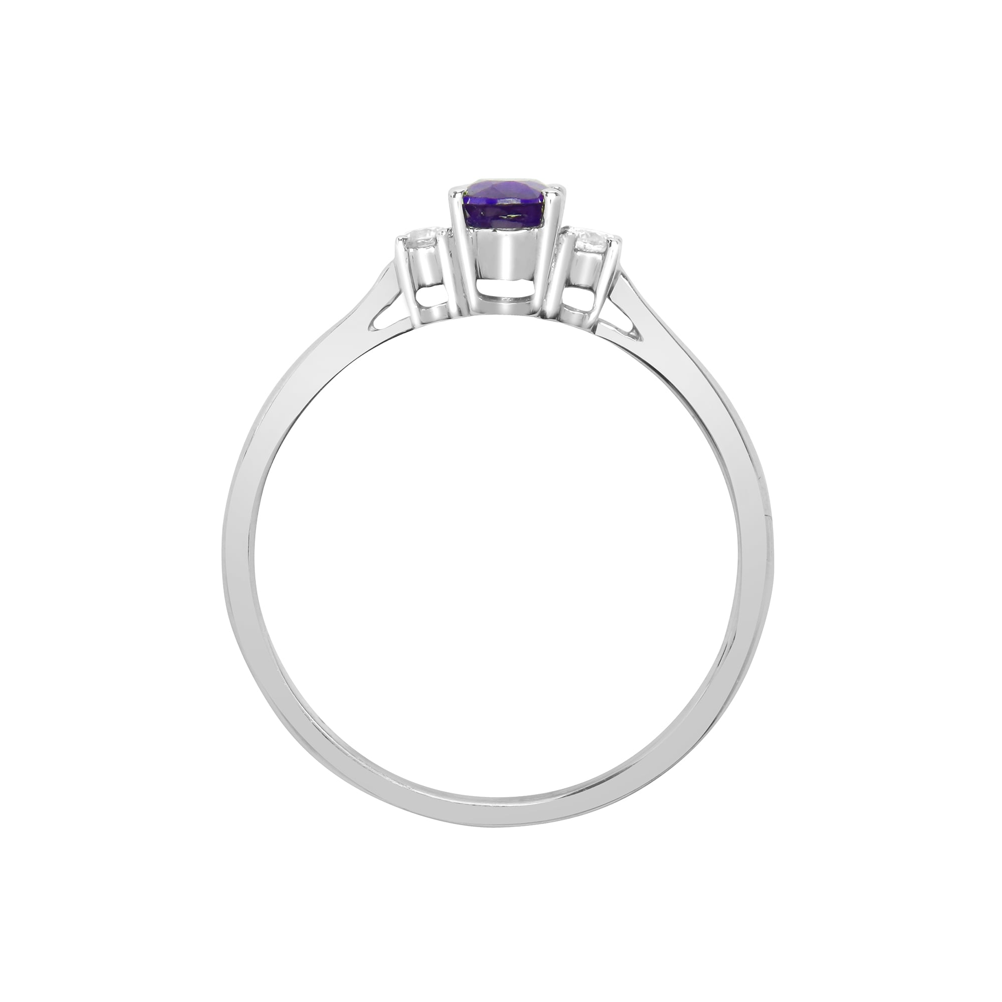 18ct White Gold D-8pt Tanzanite-39pt 3 Stone Ring