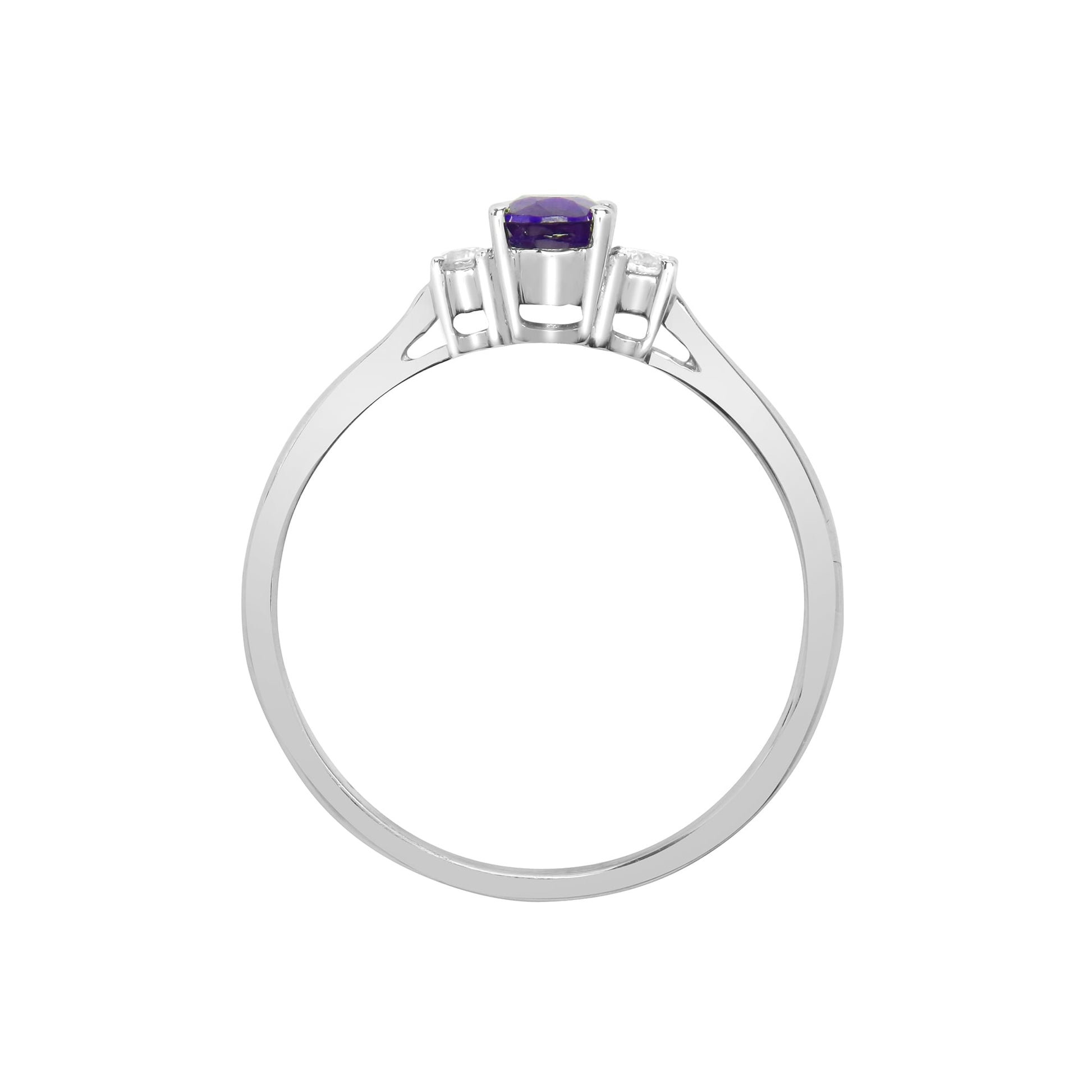 18ct White Gold D-8pt Tanzanite-39pt 3 Stone Ring