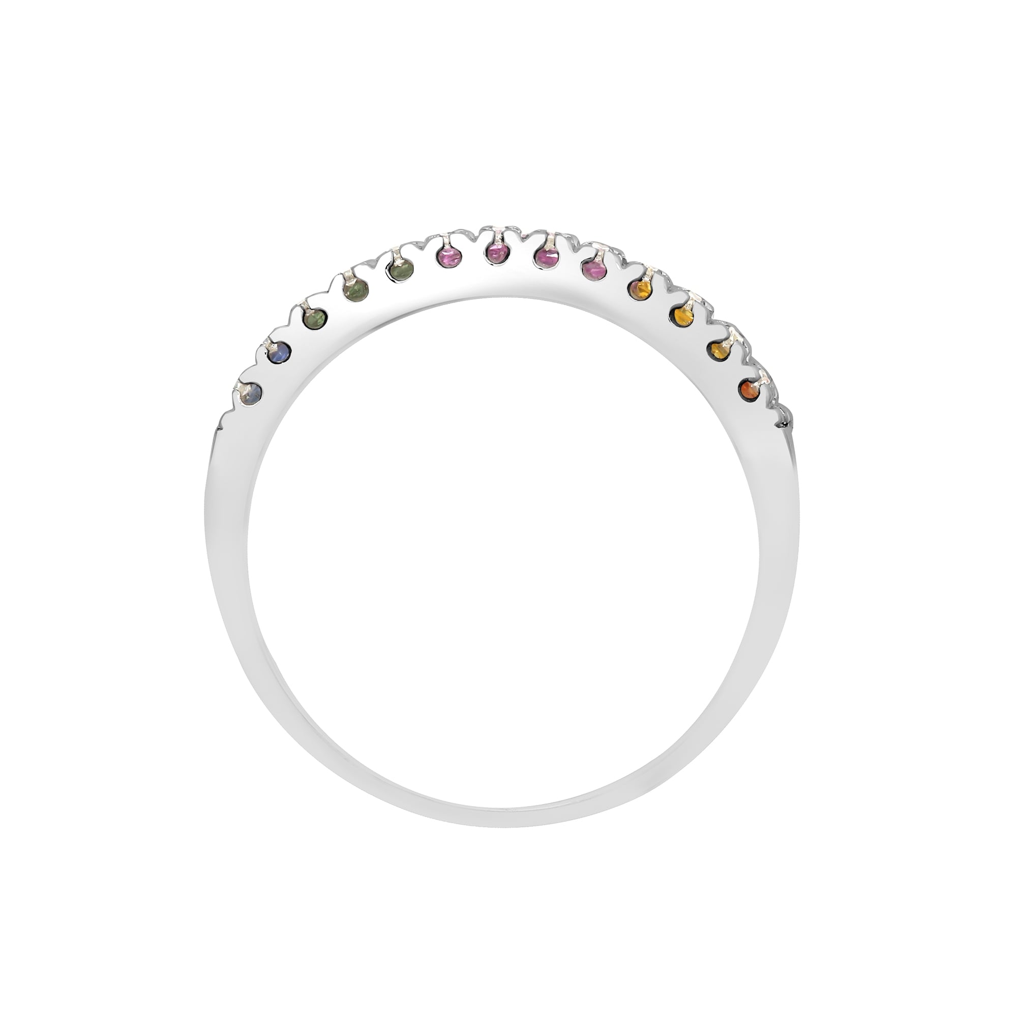 18ct White Diamond-13pt Multi Col Sapphire-1.07ct Ring