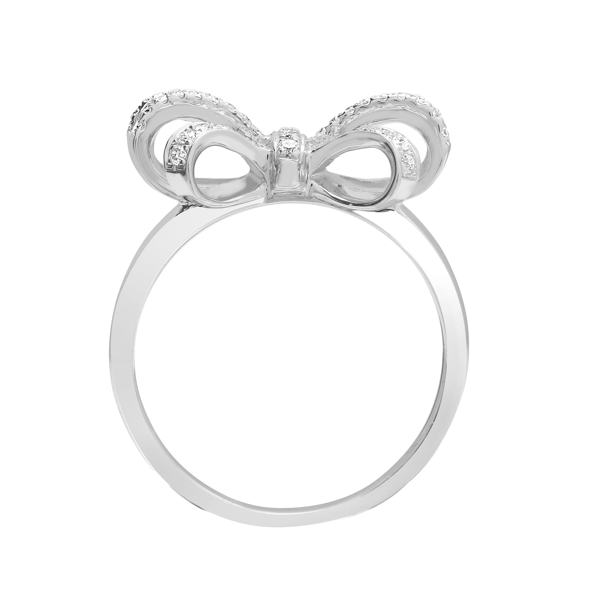 18ct White Gold 0.46ct Diamond Round Brilliant Cut & Baguette Bow Ring