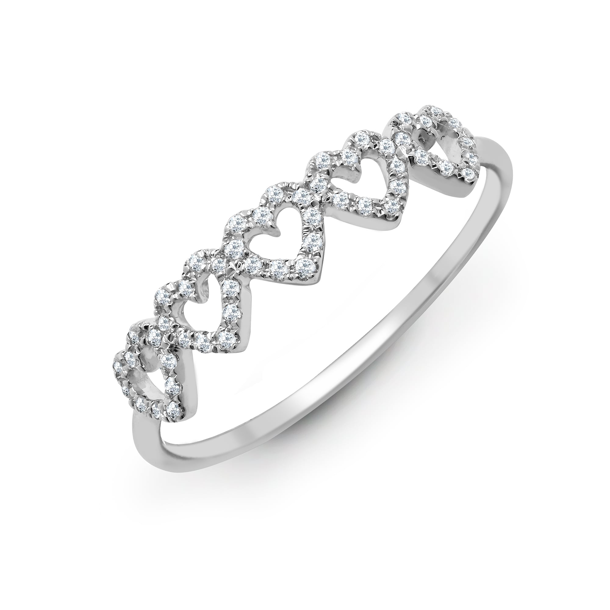 18ct White 0.15ct Diamond 5 x Heart Ring