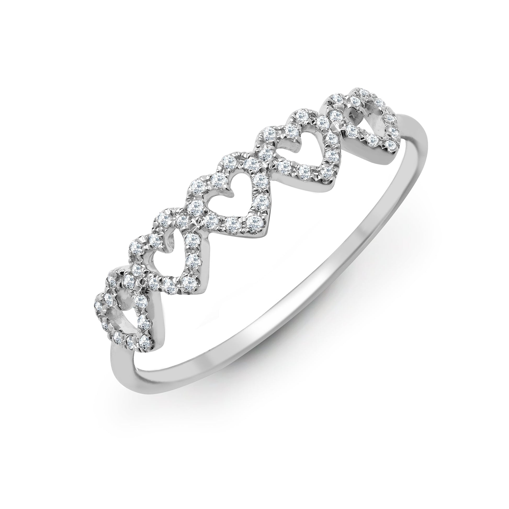 18ct White 0.15ct Diamond 5 x Heart Ring