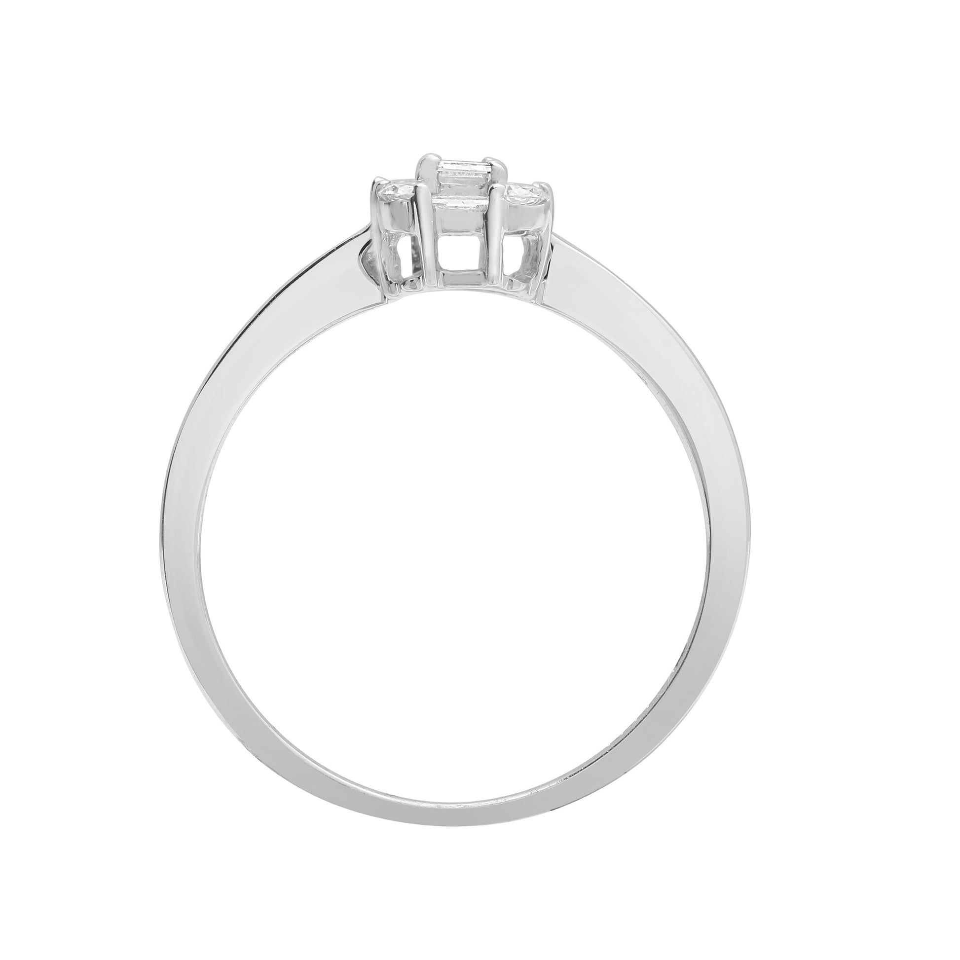 18ct White Gold 0.57ct Diamond Round Brilliant Cut & Baguette Ring