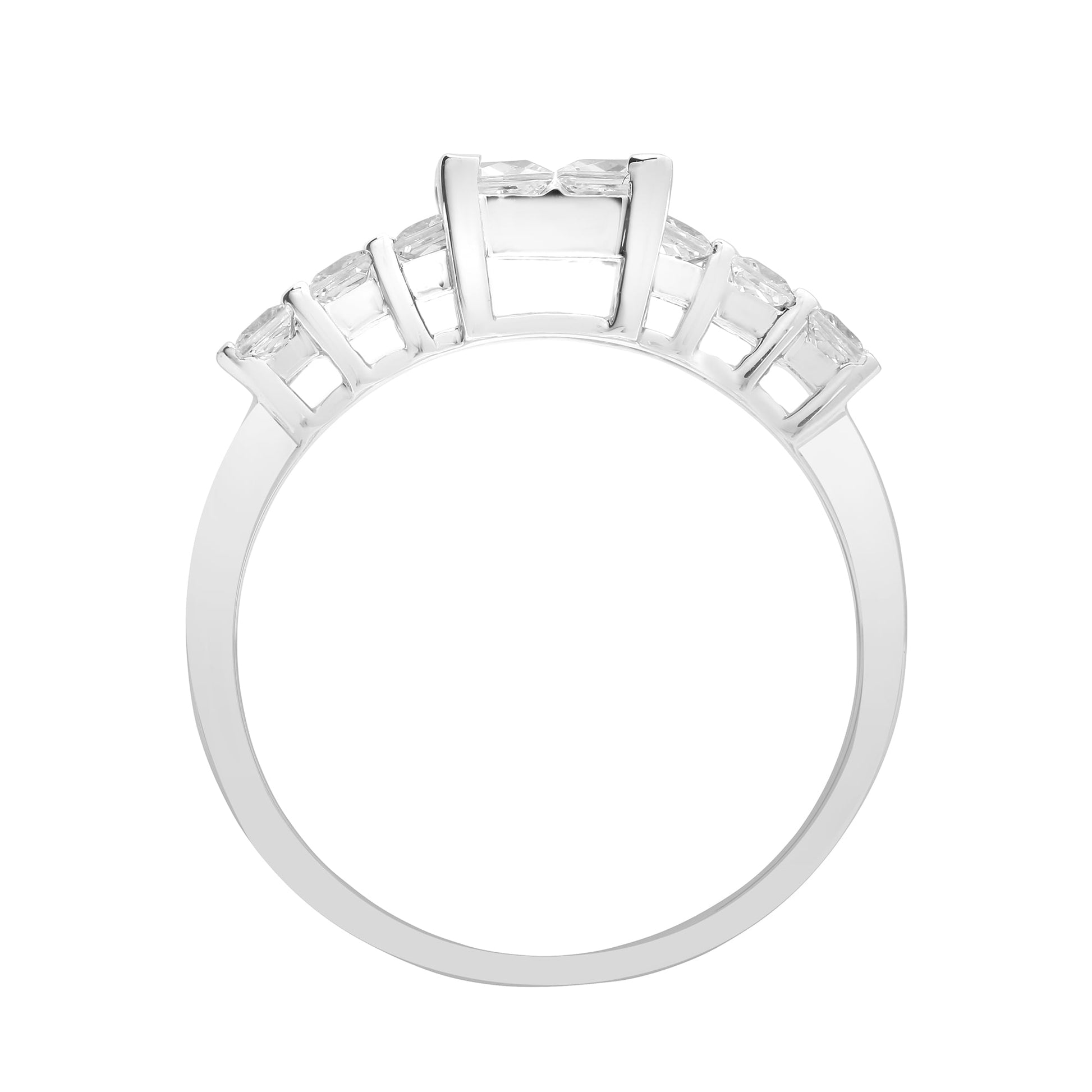 18ct White 1.18ct Princess Cut Diamond Cluster Ring