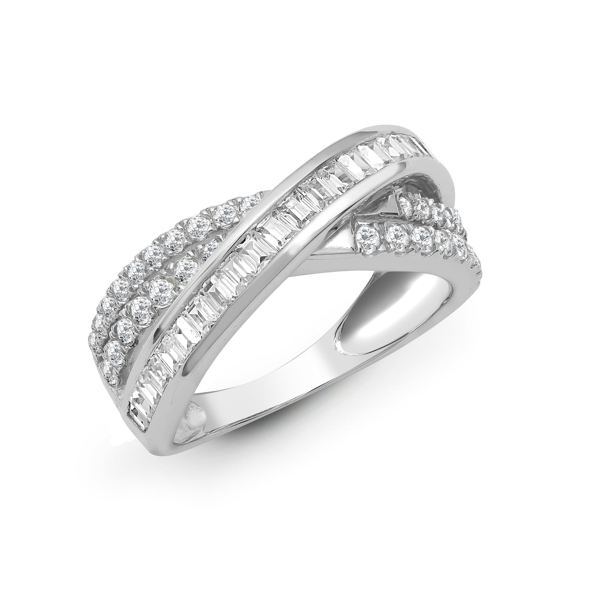 18ct White 1.14ct Round & Baguette Diamond Ring