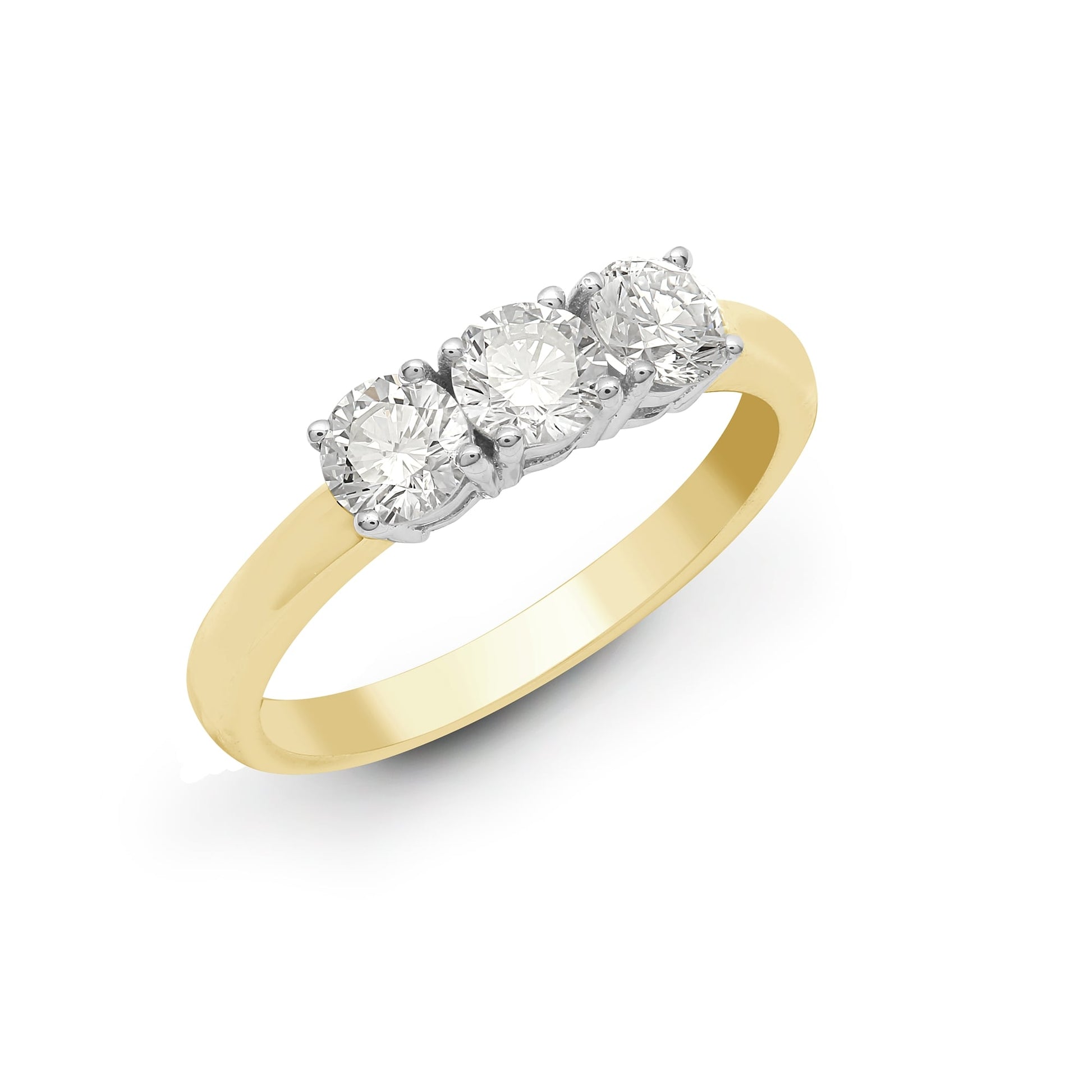 18ct Yellow and White 0.25ct Diamond Claw Set Trilogy Ring