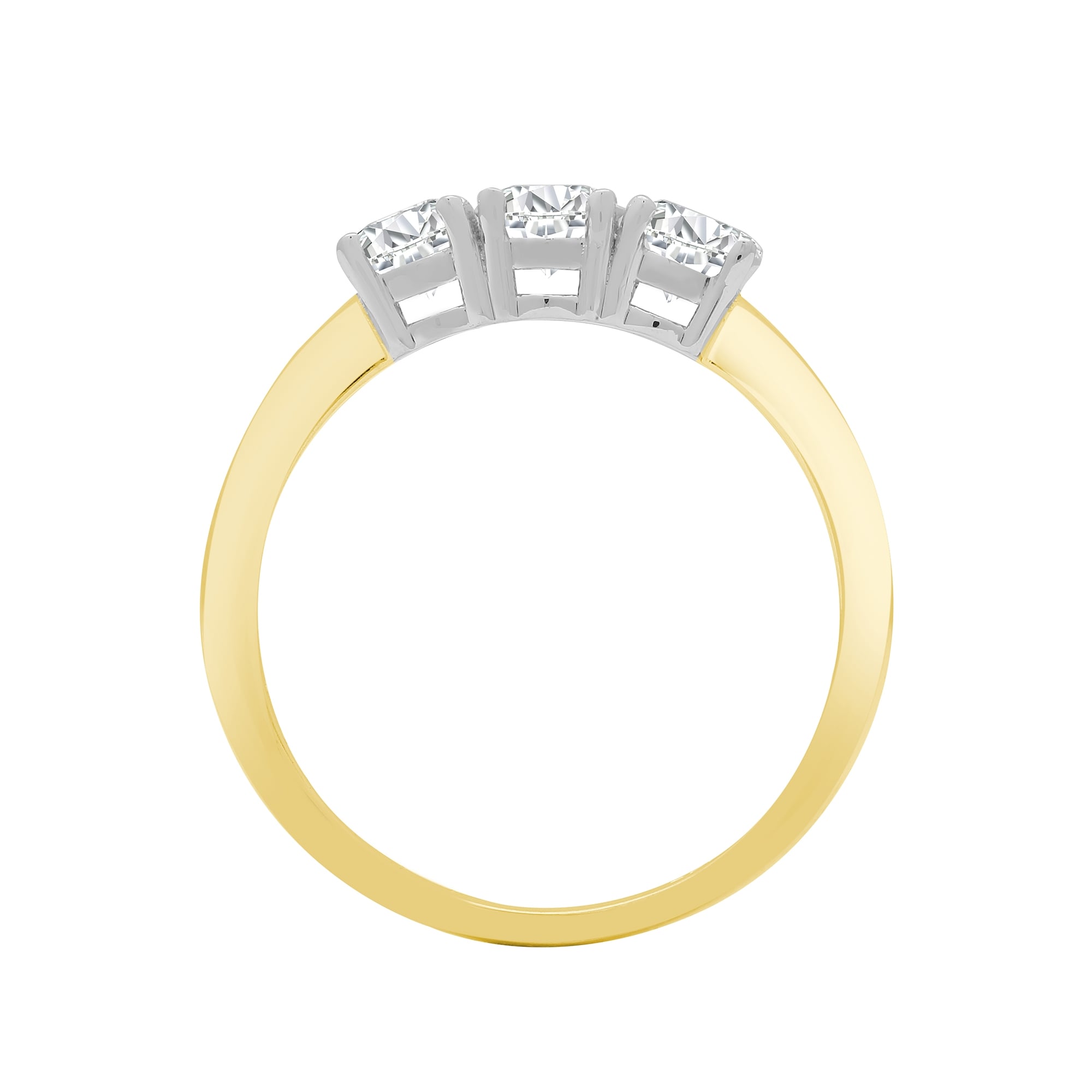 18ct Yellow and White 0.33ct Diamond Claw Set Trilogy Ring