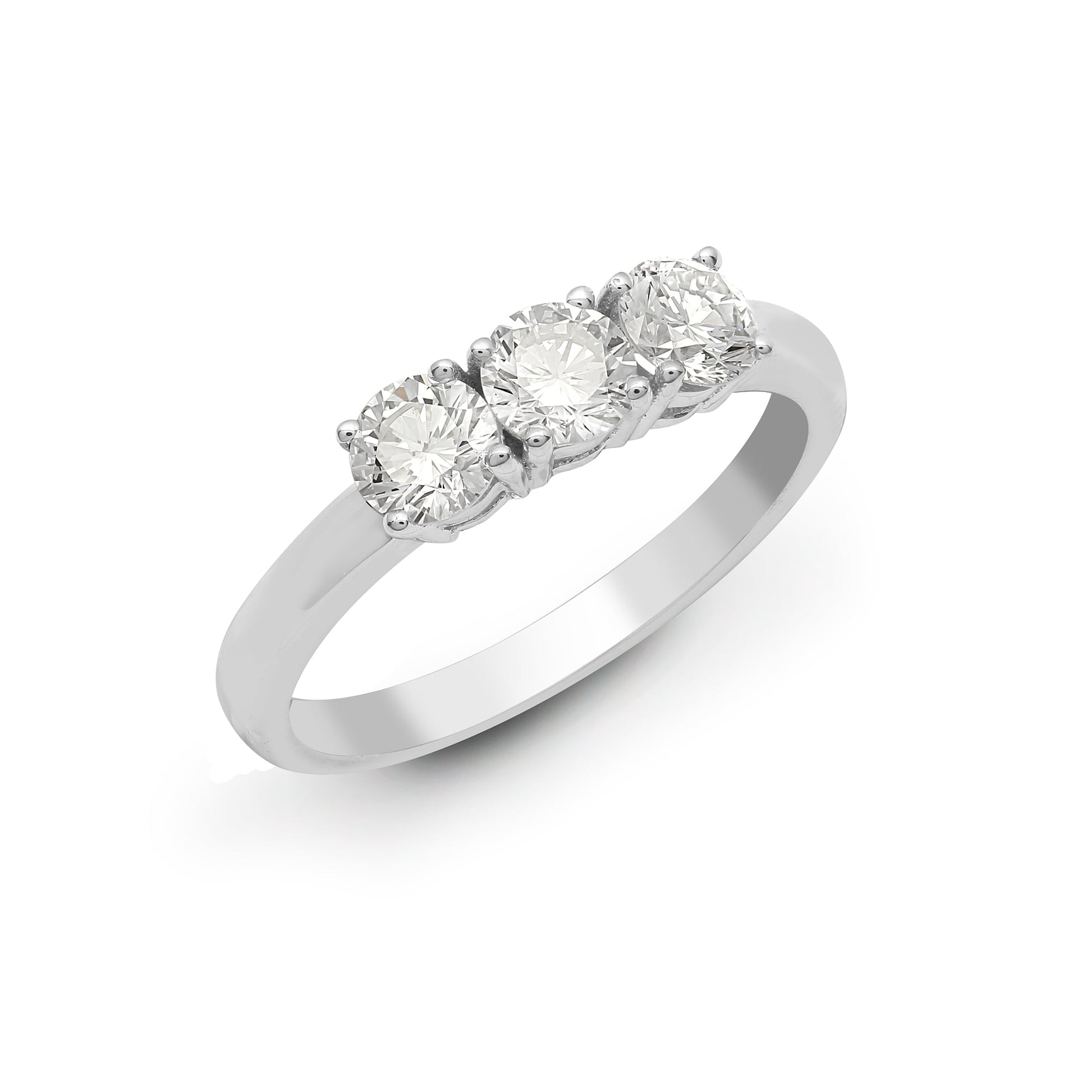 18ct White 0.50ct Diamond Claw Set Trilogy Ring