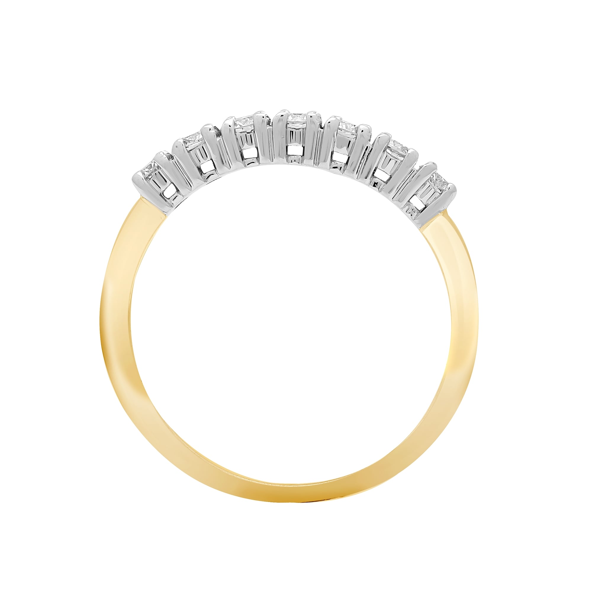 18ct Yellow and White 1.00ct Diamond 7 stone 1/2 Eternity Ring