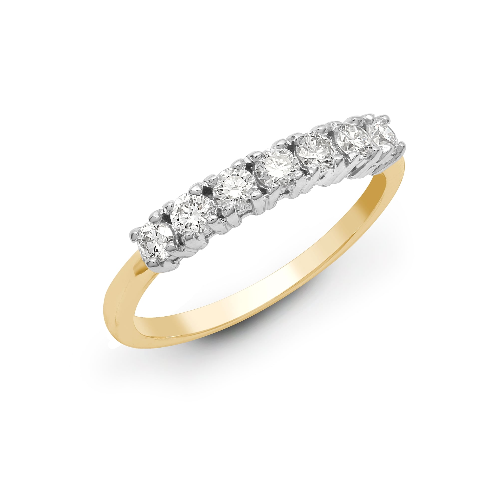 18ct Yellow and White 1.25ct Diamond 7 stone 1/2 Eternity Ring