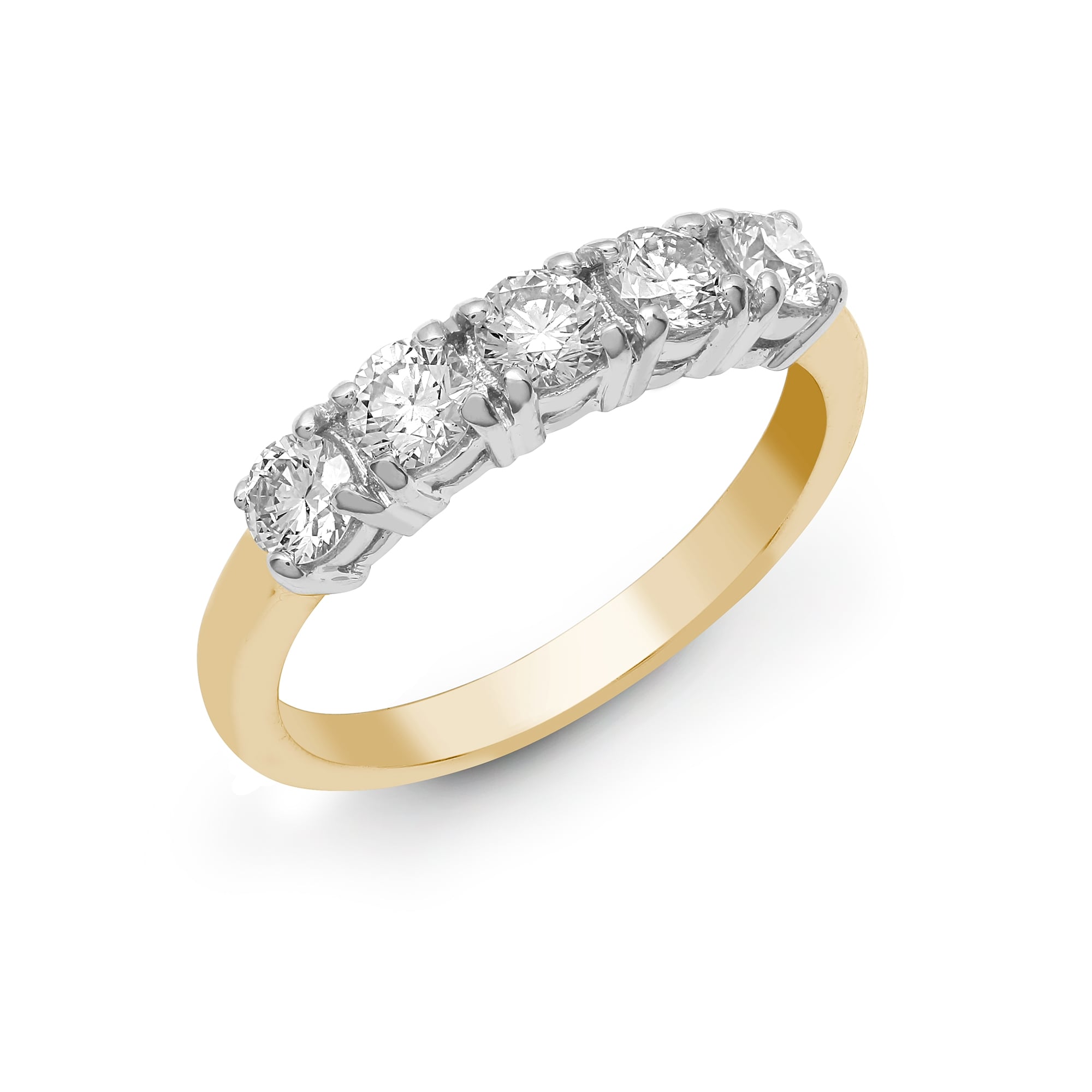 18ct Yellow and White 0.75ct Diamond 5 stone Ring