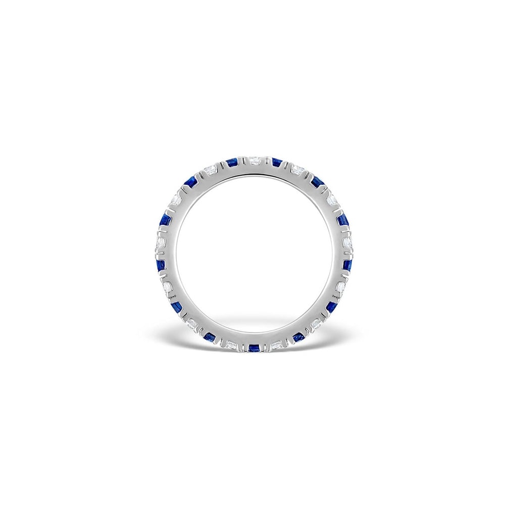18ct White Gold Claw Set Full Eternity Ring Diamond 0.50ct Sapphire 0.90ct G VS