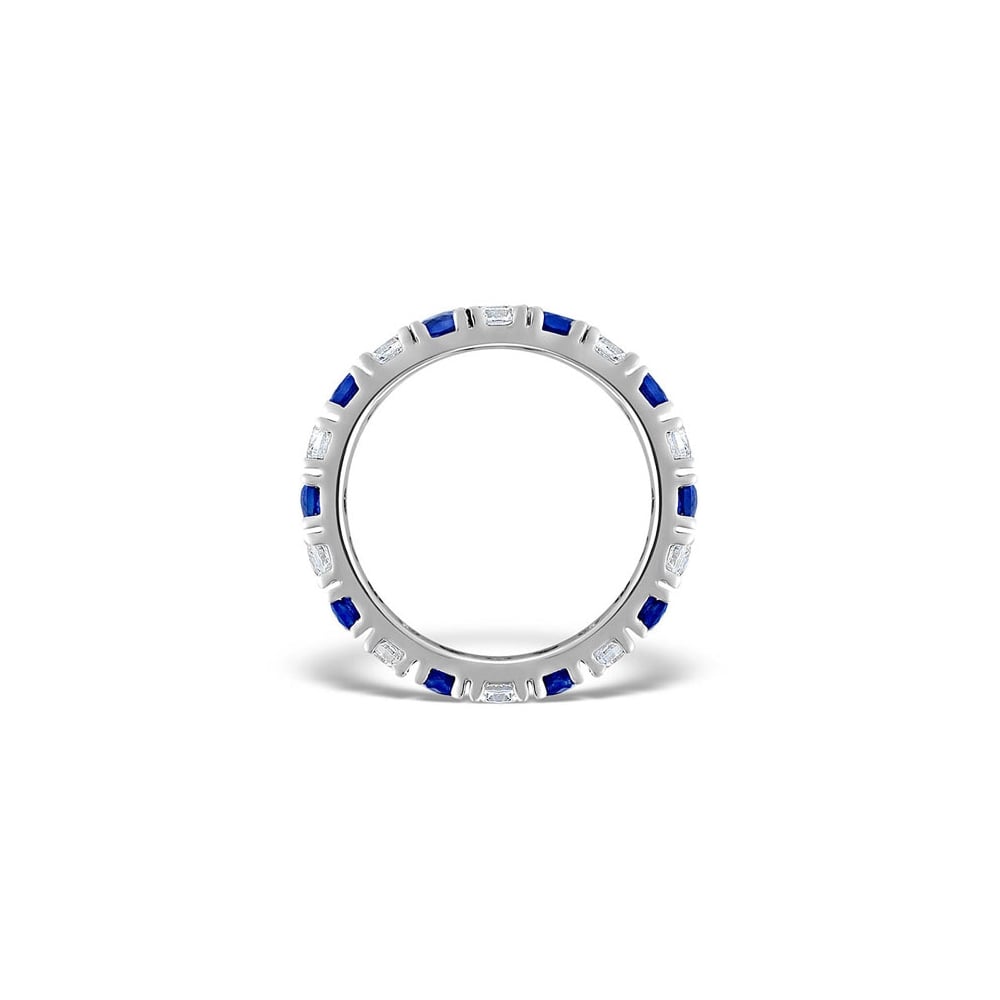 18ct White Gold Claw Set Full Eternity Ring Diamond 1.00ct Sapphire1.70ct G VS