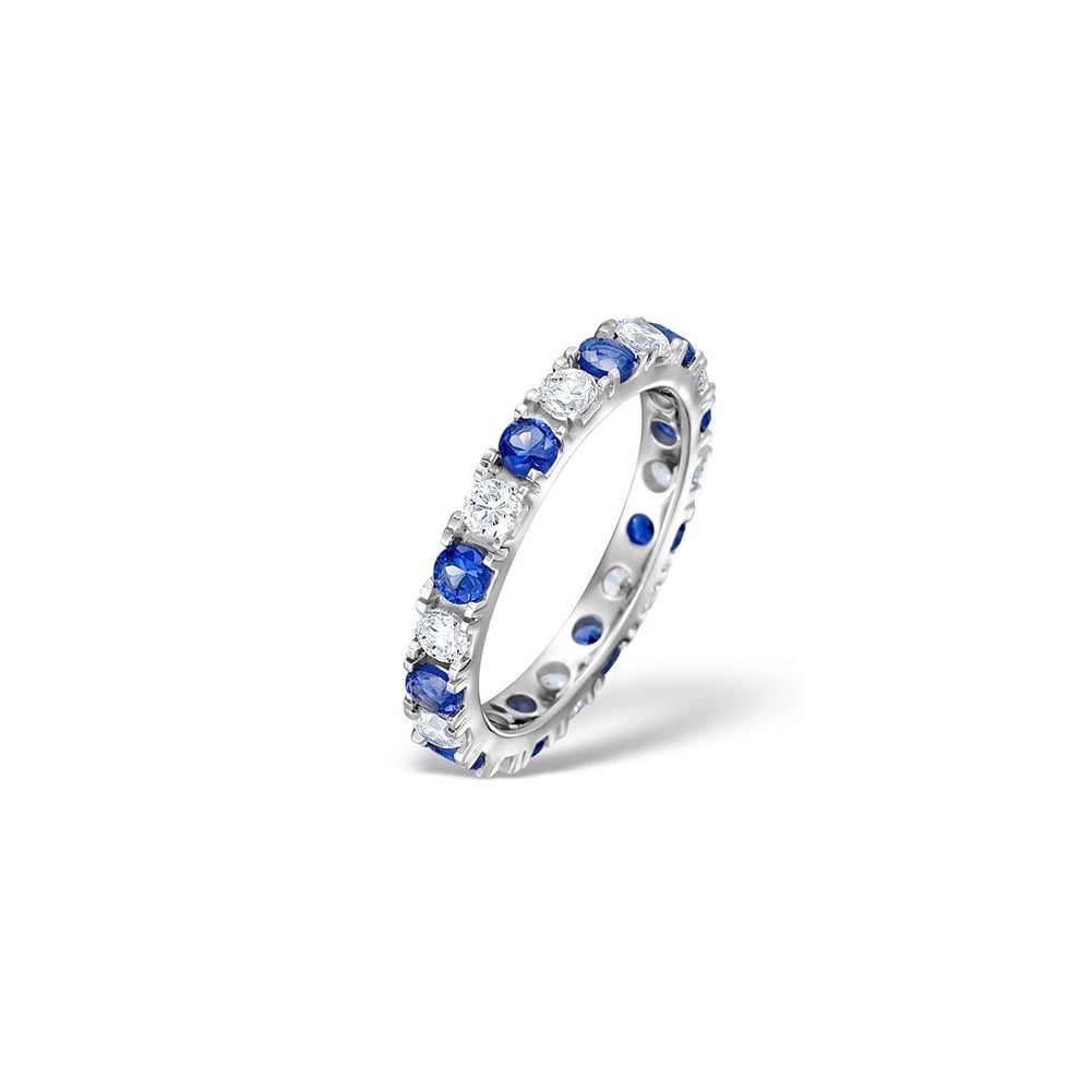 18ct White Gold Claw Set Full Eternity Ring Diamond 1.00ct Sapphire1.70ct H Si