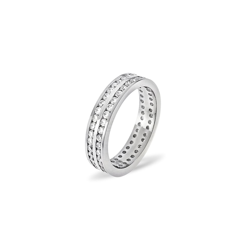 18ct White Gold Channel Set 2 Row Full Eternity Ring Diamond 2.00ct G VS