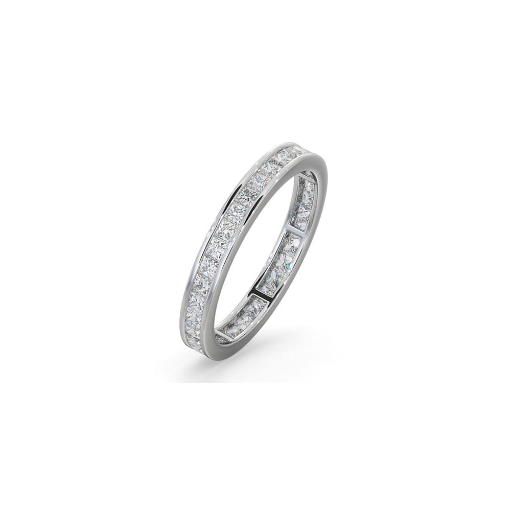 18ct White Gold Channel Set Princess Cut Full Eternity Ring Diamond 1.00ct G VS