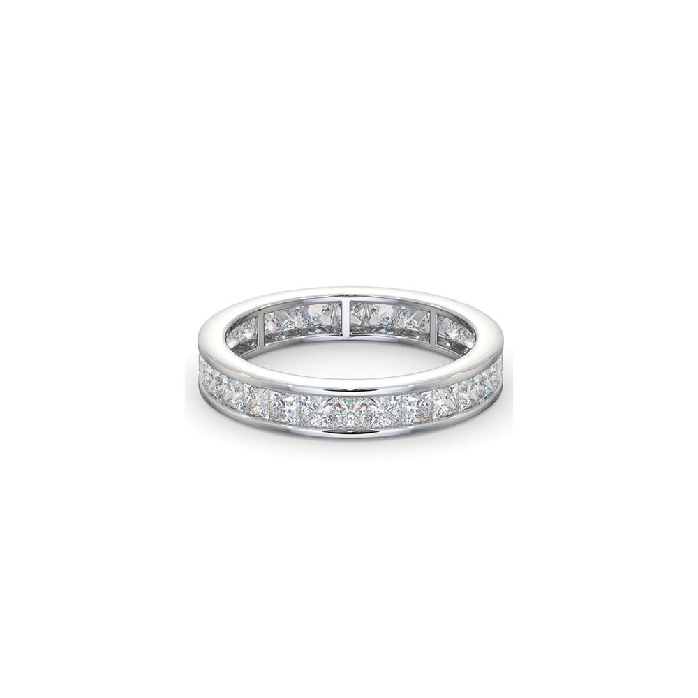 18ct White Gold Channel Set Princess Cut Full Eternity Ring Diamond 2.00ct G VS