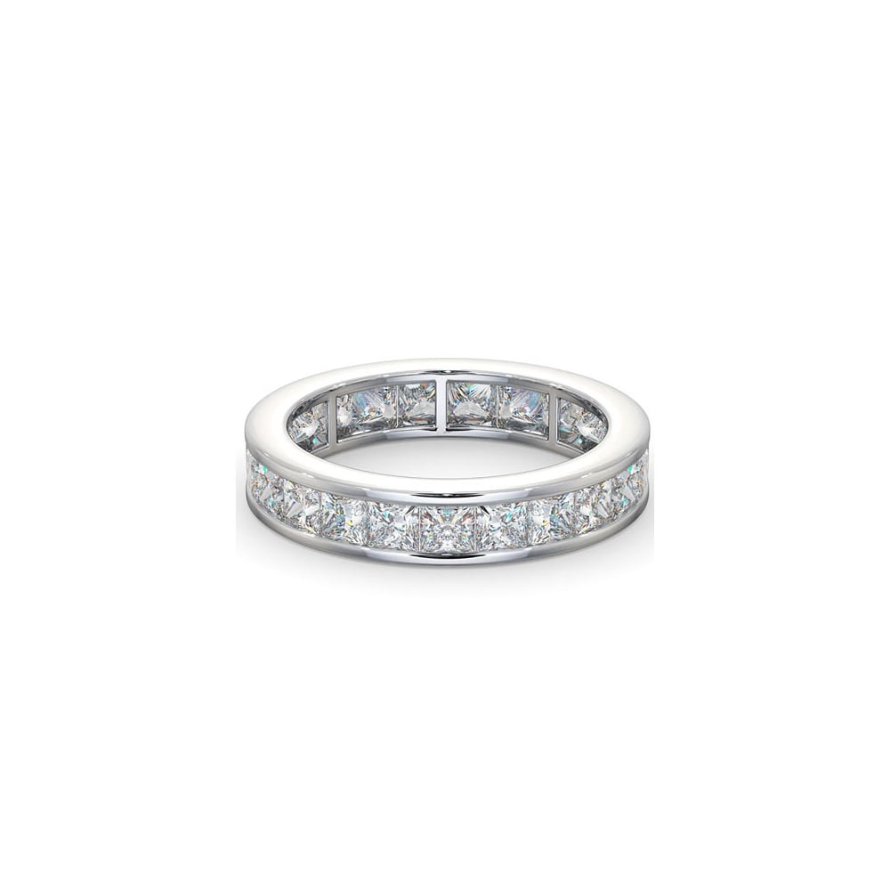18ct White Gold Channel Set Princess Cut Full Eternity Ring Diamond 3.00ct G VS