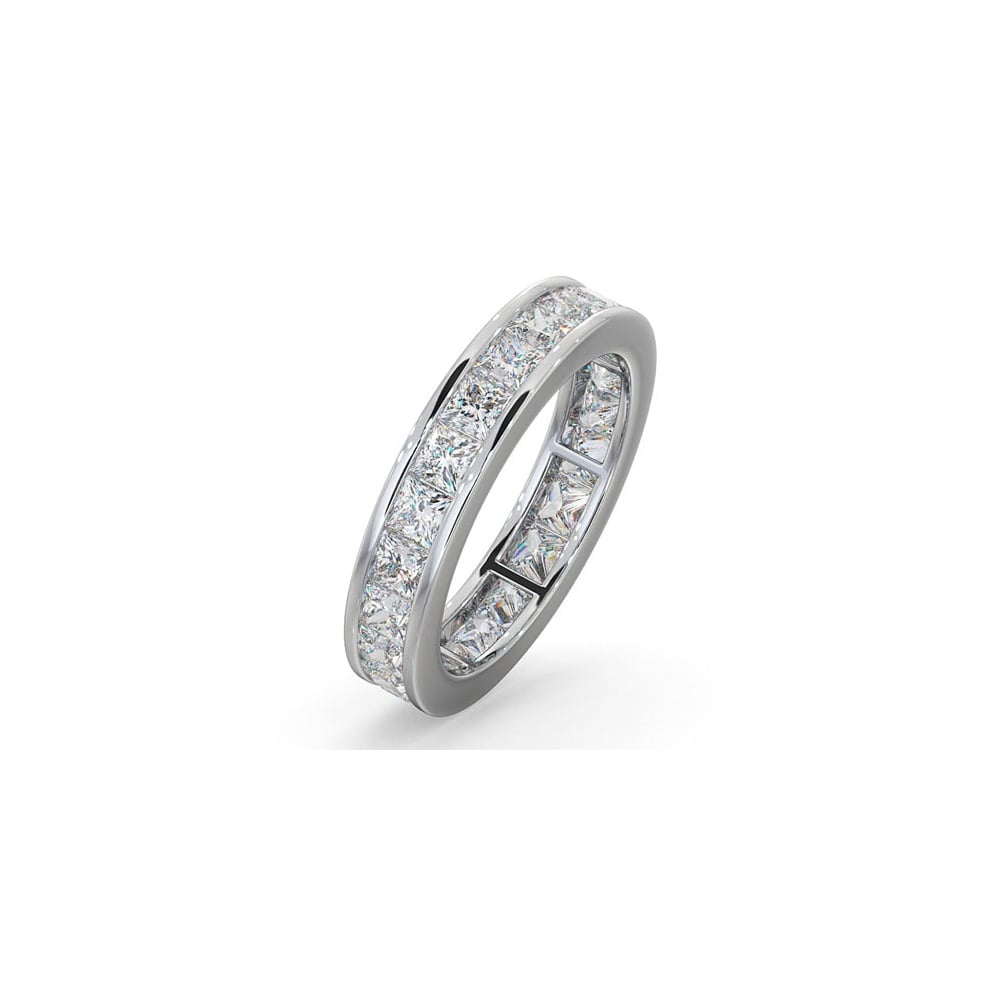 18ct White Gold Channel Set Princess Cut Full Eternity Ring Diamond 3.00ct H Si