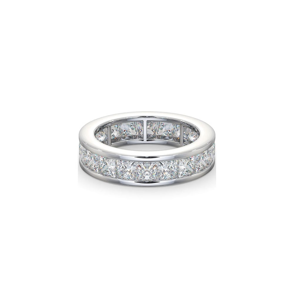 18ct White Gold Channel Set Princess Cut Full Eternity Ring Diamond 5.00ct G VS