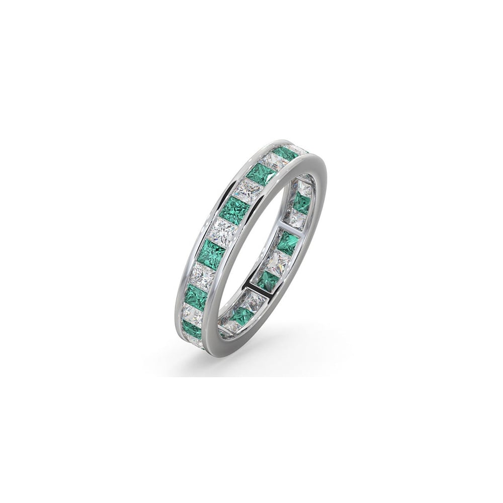 18ct White Gold Channel Set P.cut Full Eternity Ring Diamond 1.00ct Em 1.20ct G VS