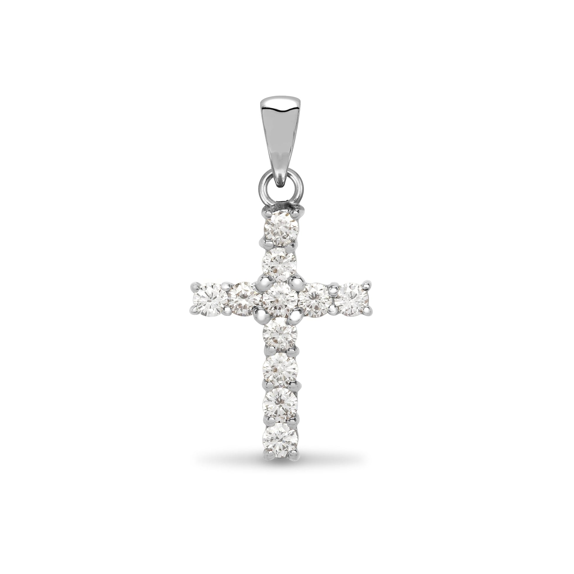 18ct White Gold 50pts Diamond Cross