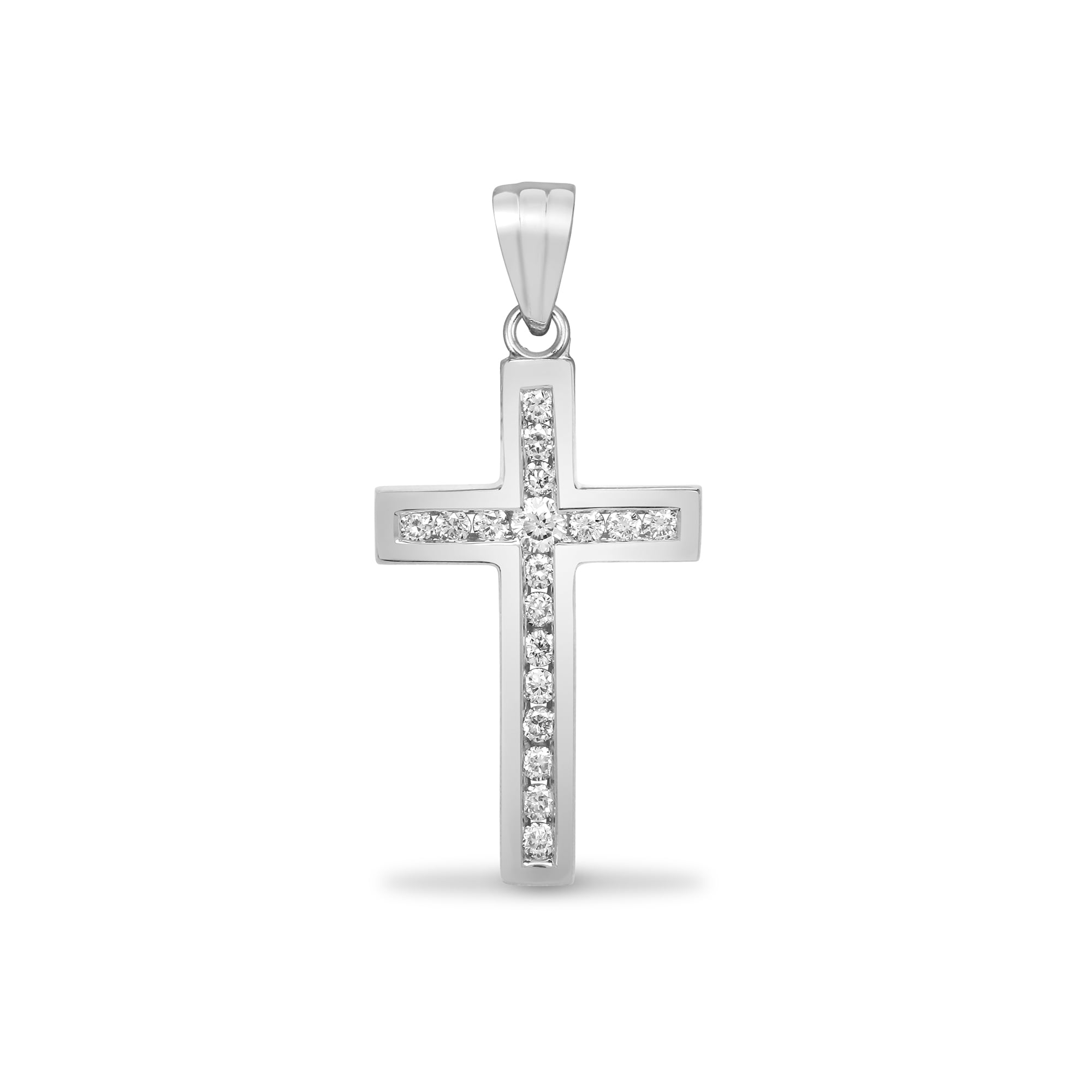 18ct White Gold 18pts Diamond Cross