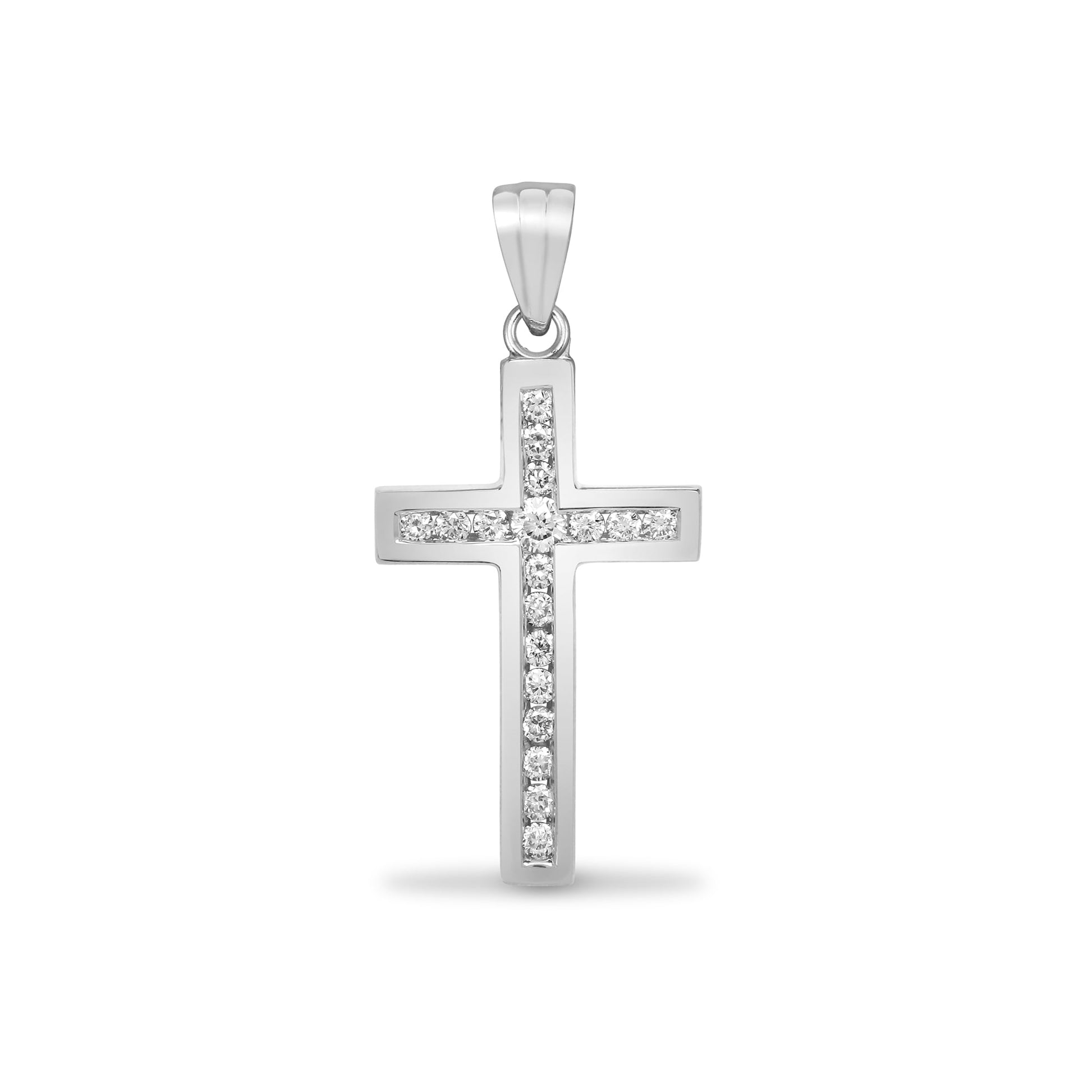18ct White Gold 18pts Diamond Cross