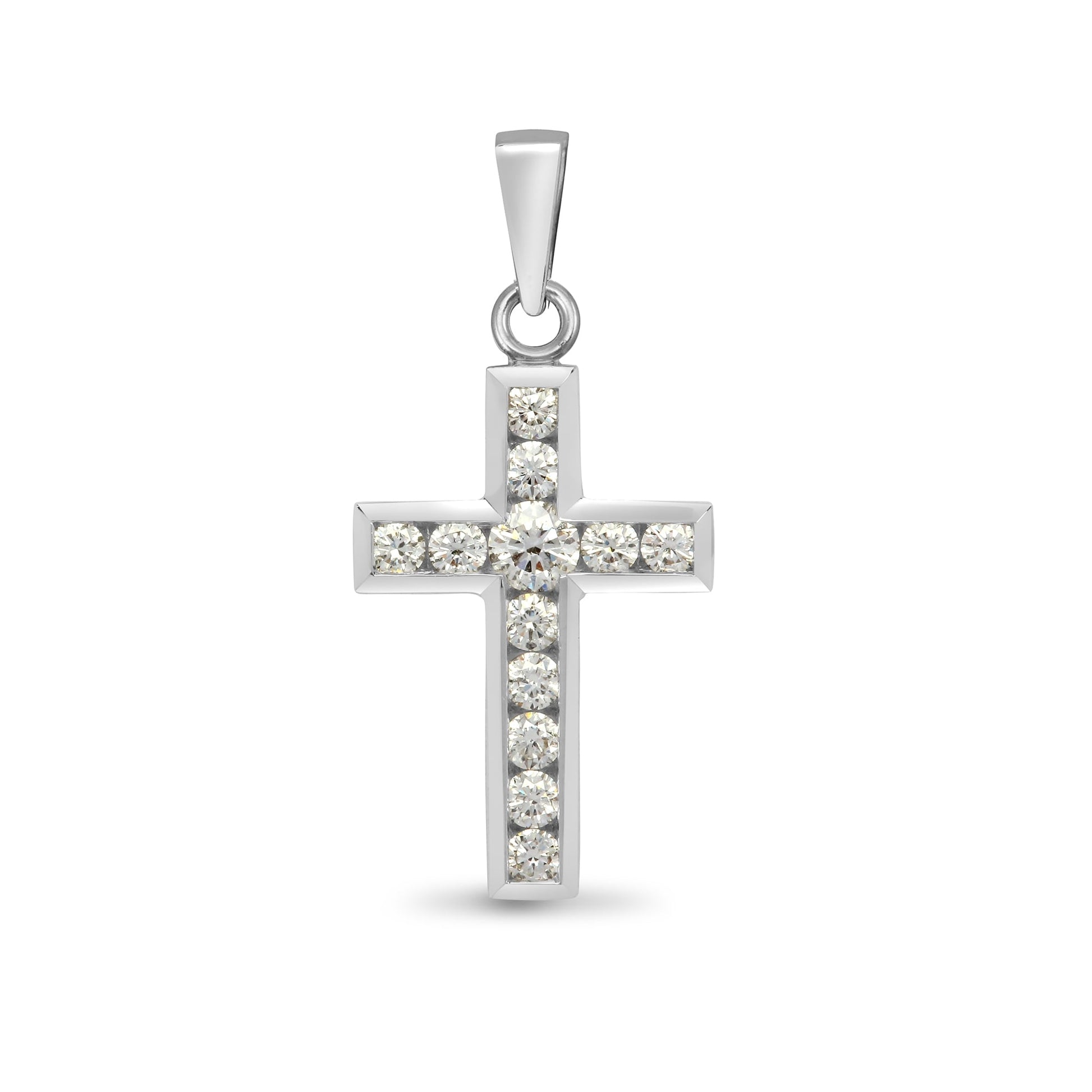 18ct White Gold 44pts Diamond Cross