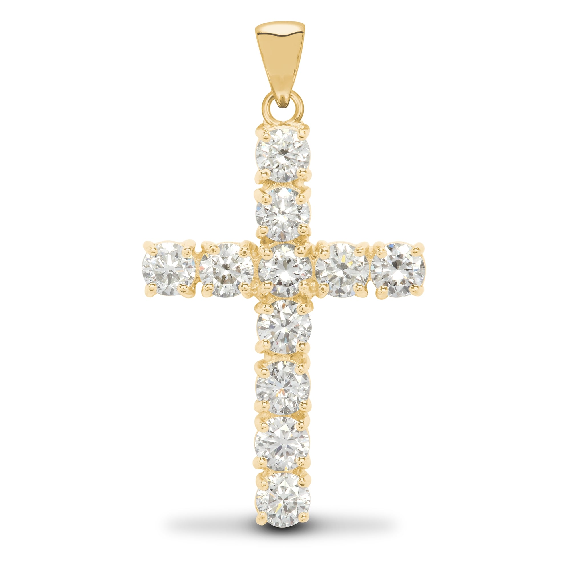 18ct Yellow 2.00ct Claw Set Diamond Cross