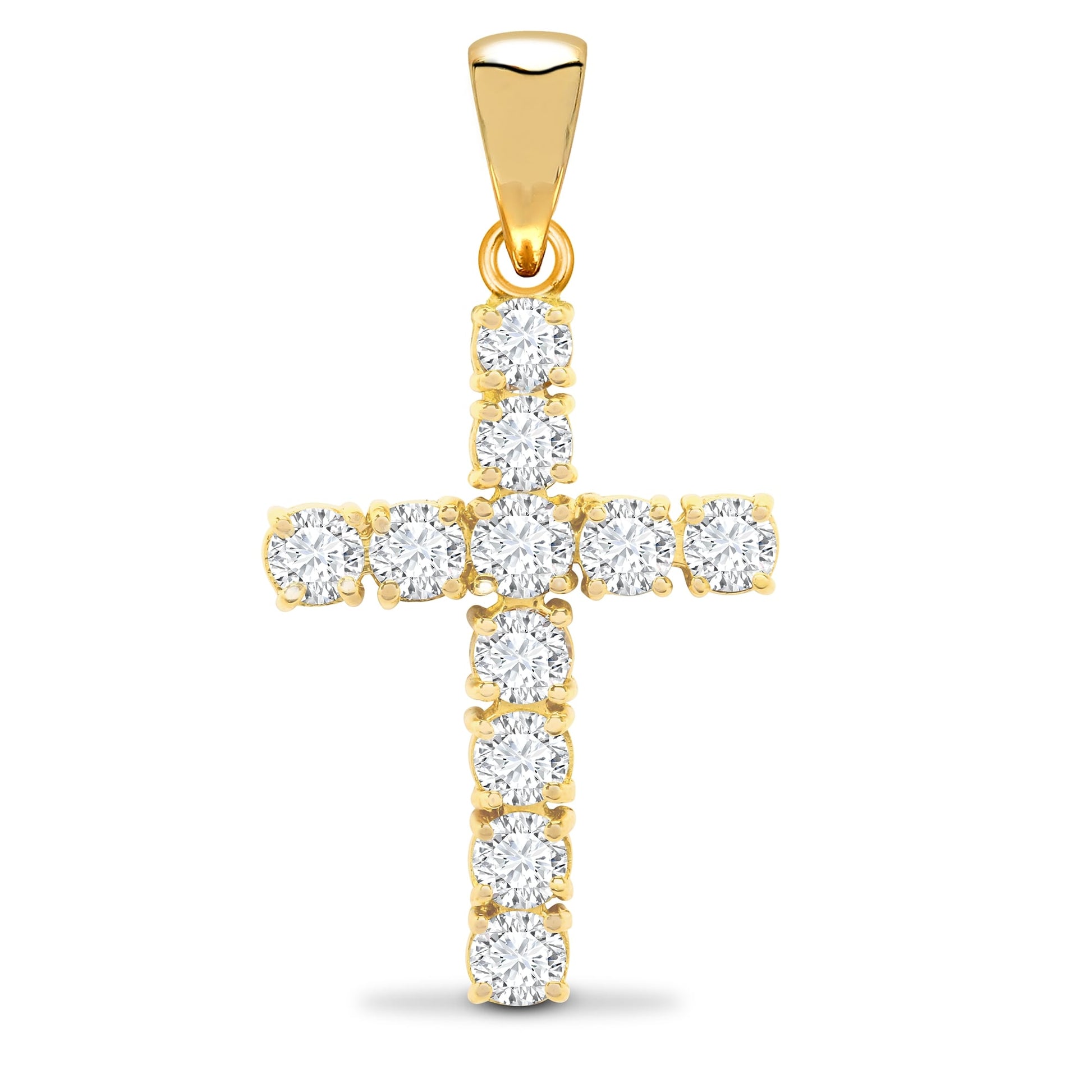 18ct Yellow 1.50ct Claw Set Diamond Cross