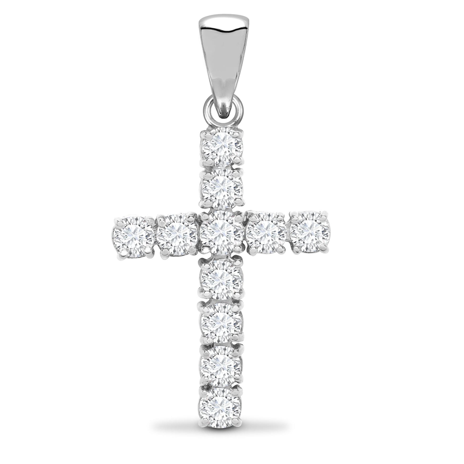 18ct White 1.50ct Claw Set Diamond Cross