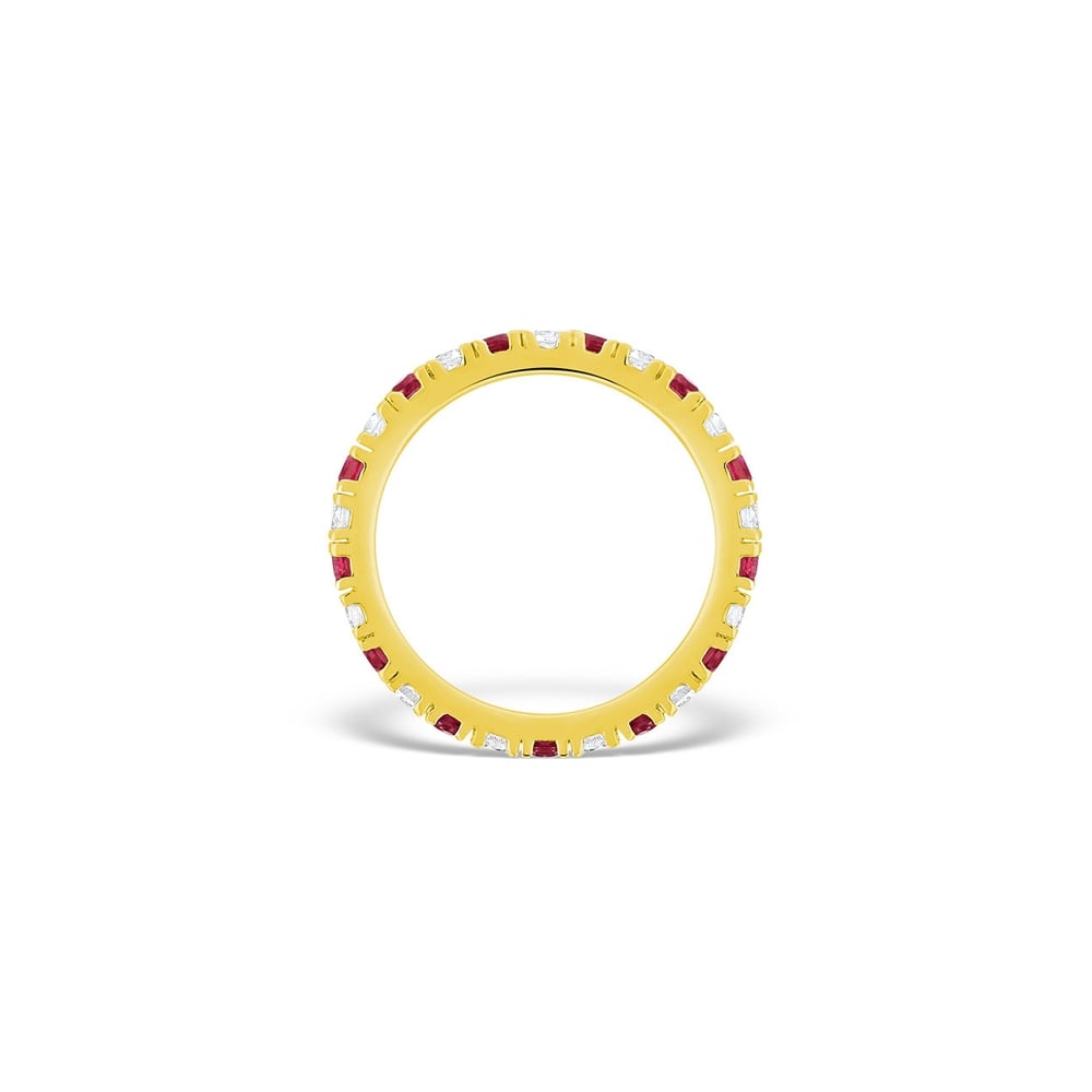 18ct Yellow Gold Claw Set Full Eternity Ring Diamond 0.50ct Ruby 0.80ct G VS