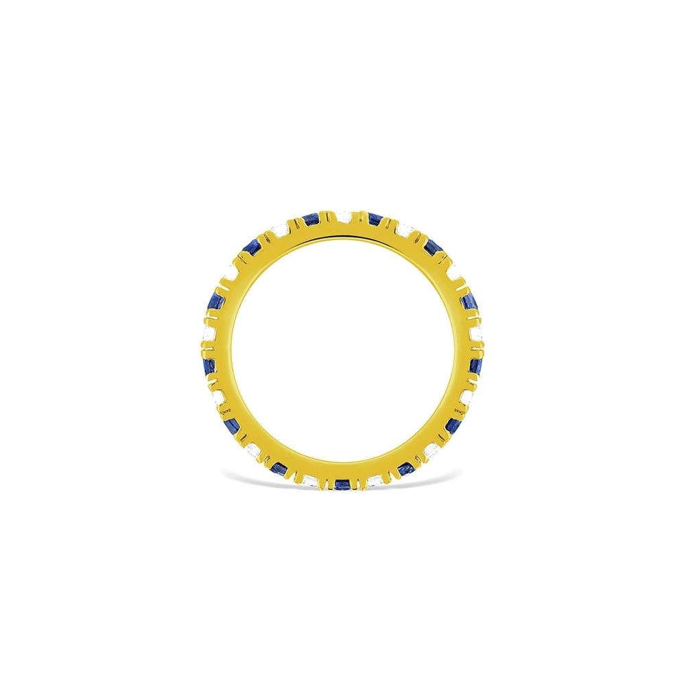 18ct Yellow Gold Claw Set Full Eternity Ring Diamond 0.50ct Sapphire 0.90ct G VS