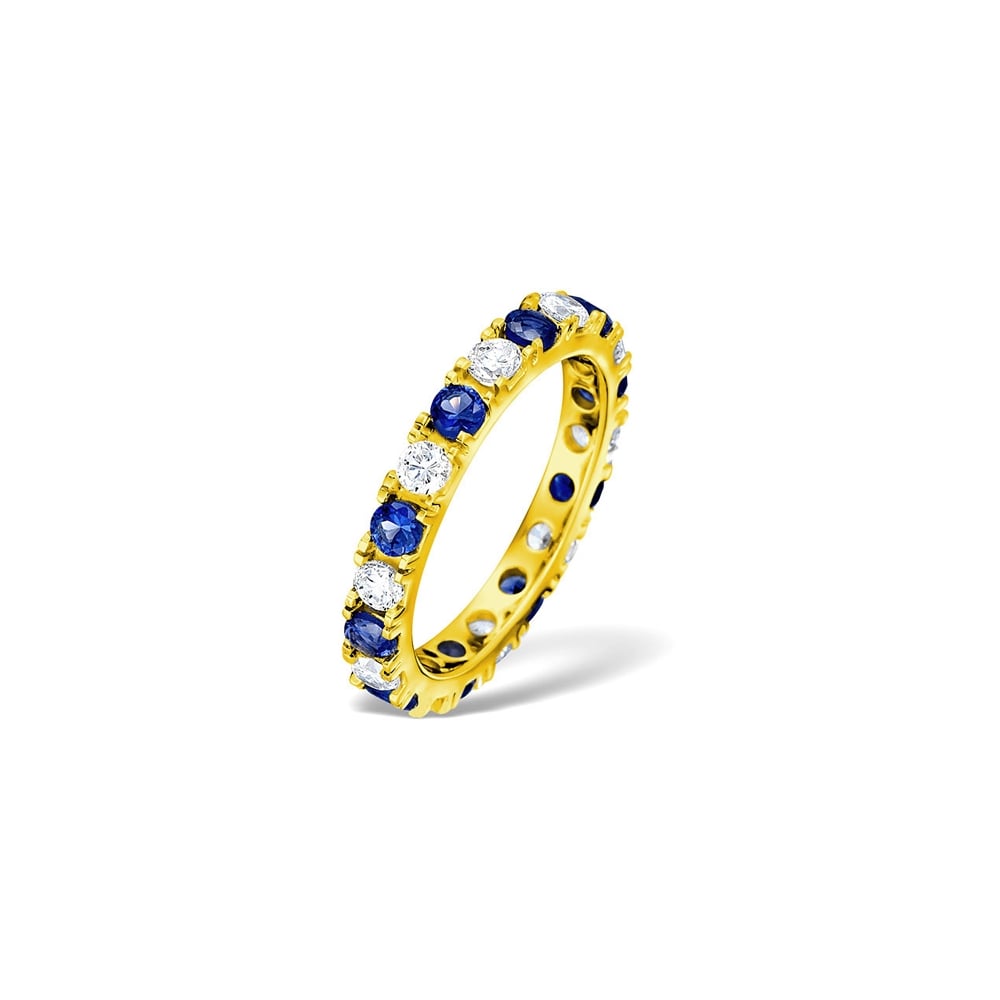 18ct Yellow Gold Claw Set Full Eternity Ring Diamond 1.00ct Sapphire1.70ct G VS