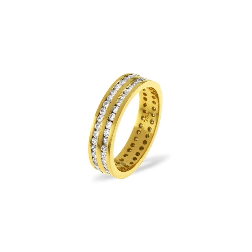 18ct Yellow Gold Channel Set 2 Row Full Eternity Ring Diamond 1.00ct G VS